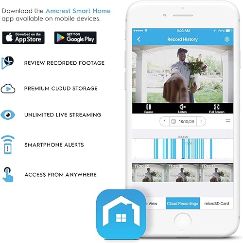 Miniatura 4 de Amcrest Cámara de timbre de video 1080P Pro, cámara de timbre WiFi de 2.4 GHz para exteriores (alimentación con cable), tarjeta MicroSD, detección
