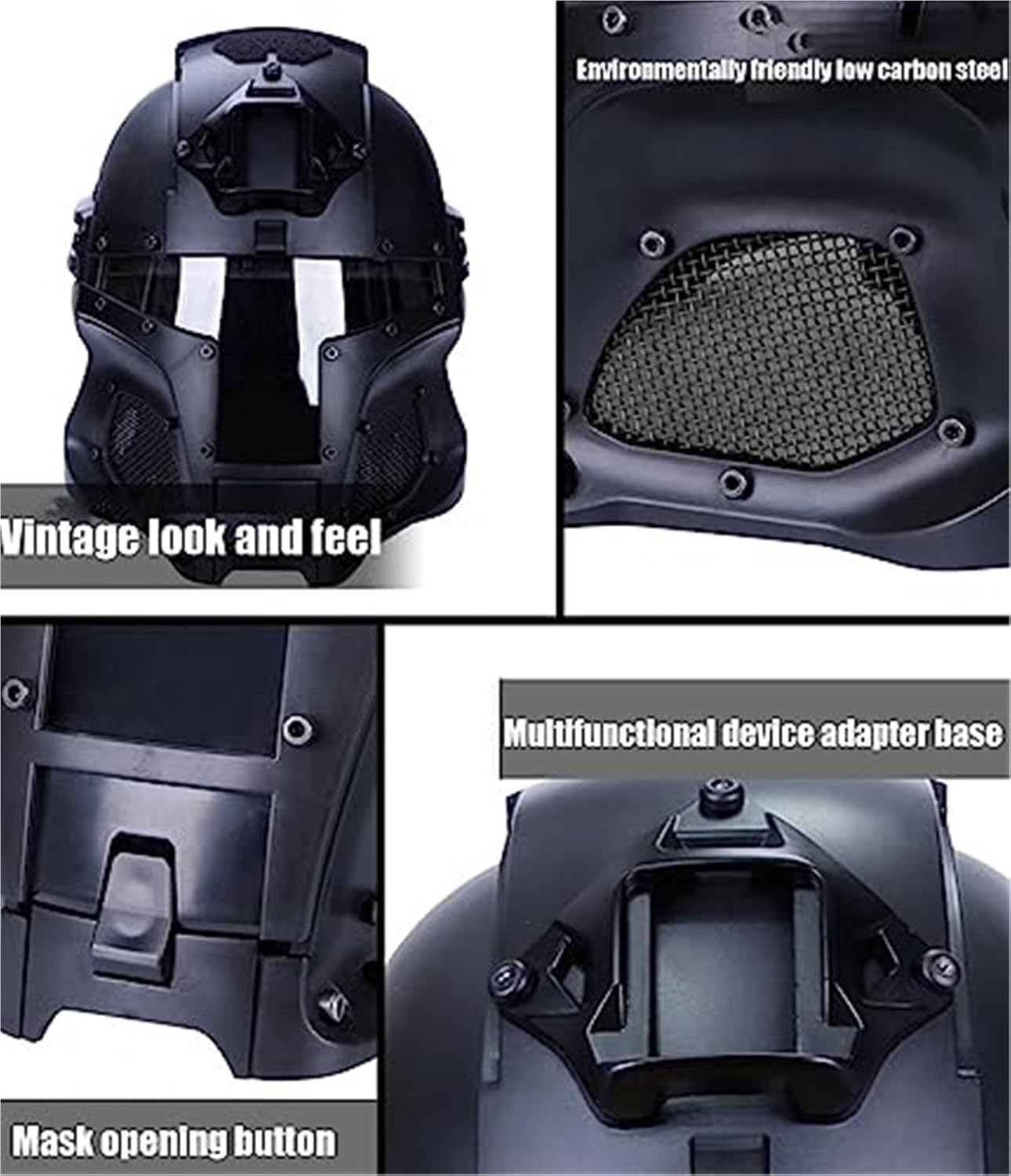 Full Face Helmet Airsoft Mask Tactical Medieval Knight Style Helmet Steel Mesh Paintball Wargame Protection Cosplay CS Games