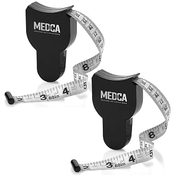Body Tape Measure - 2 Pack Measuring Tapes for Body and Fat Weight Monitors, Inches & Cm Retractable Ruler for Accurate Fat Calculator Helps Calculate Athletic Fitness Measurements, Black