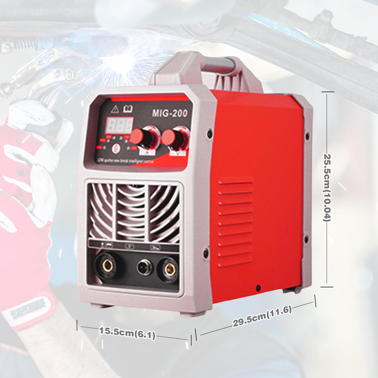 Soldador Inverter 3 en 1 MIG-200, Soldador de Hilo Sin Gas y con Gas, MMA y TIG, 200A IGBT, Pantalla Digital LED, Kit Completo para Bricolaje y Profesionales