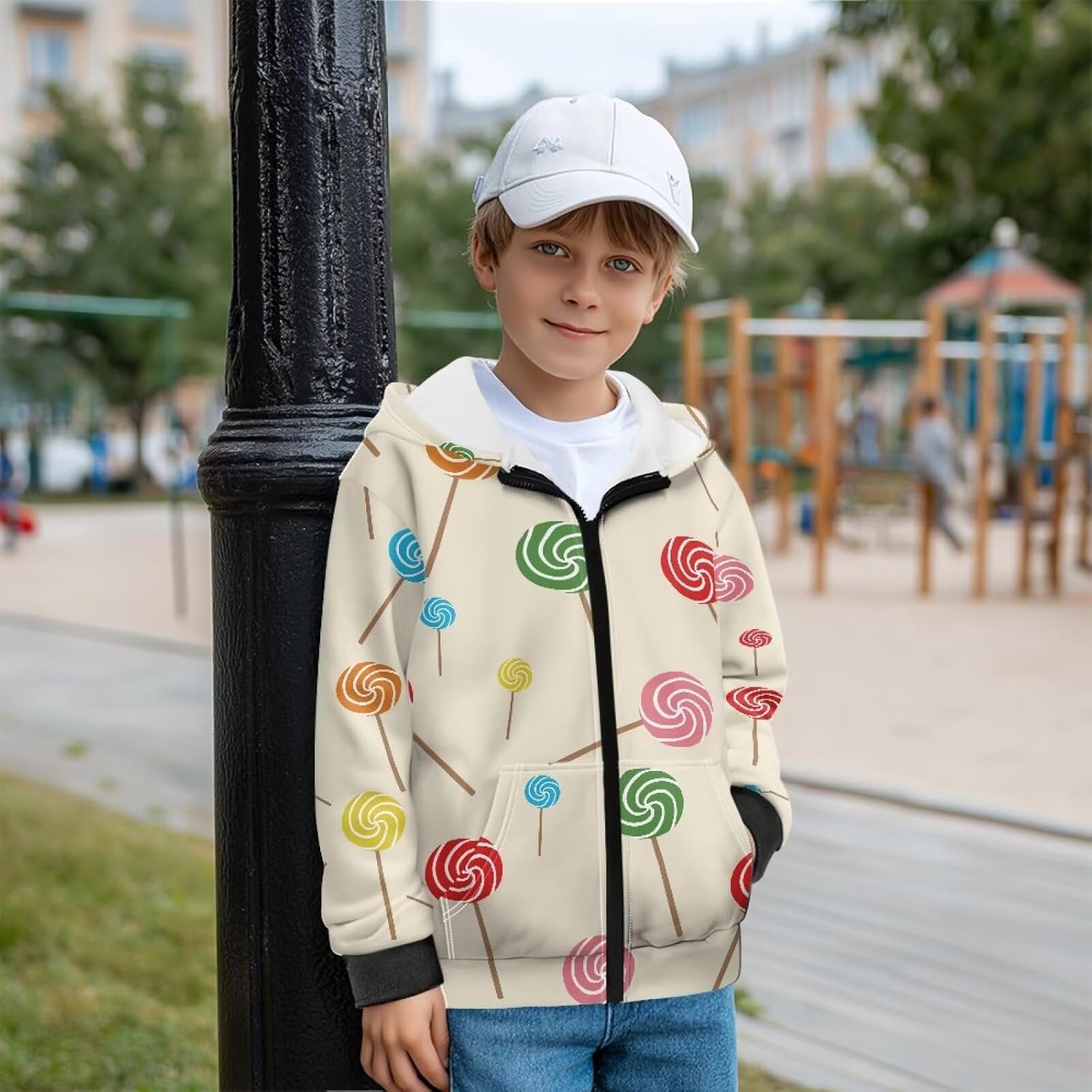 Kids Cardigan Hoodie, Soft Athletic Sweatshirt Fashion Cozy Winter Jacket with Kangaroo Pocket for Boy Girls S ~ XL