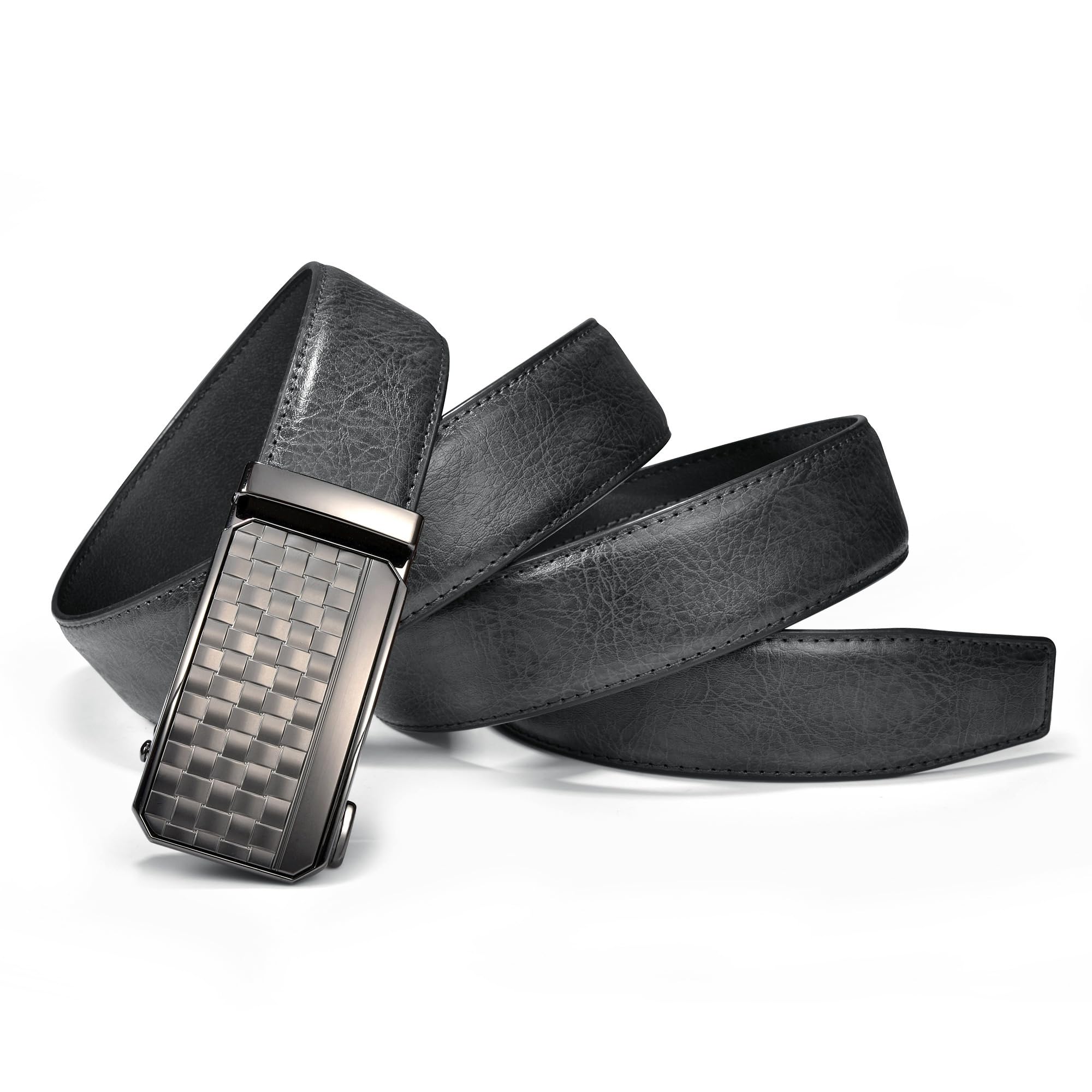 FEFLO Cintura Uomo, Cintura Pelle con Fibbia Automatica cricchétto, Larghezza 35 mm,Taglia Regolata, Adatto per abbigliamento da lavoro e casual