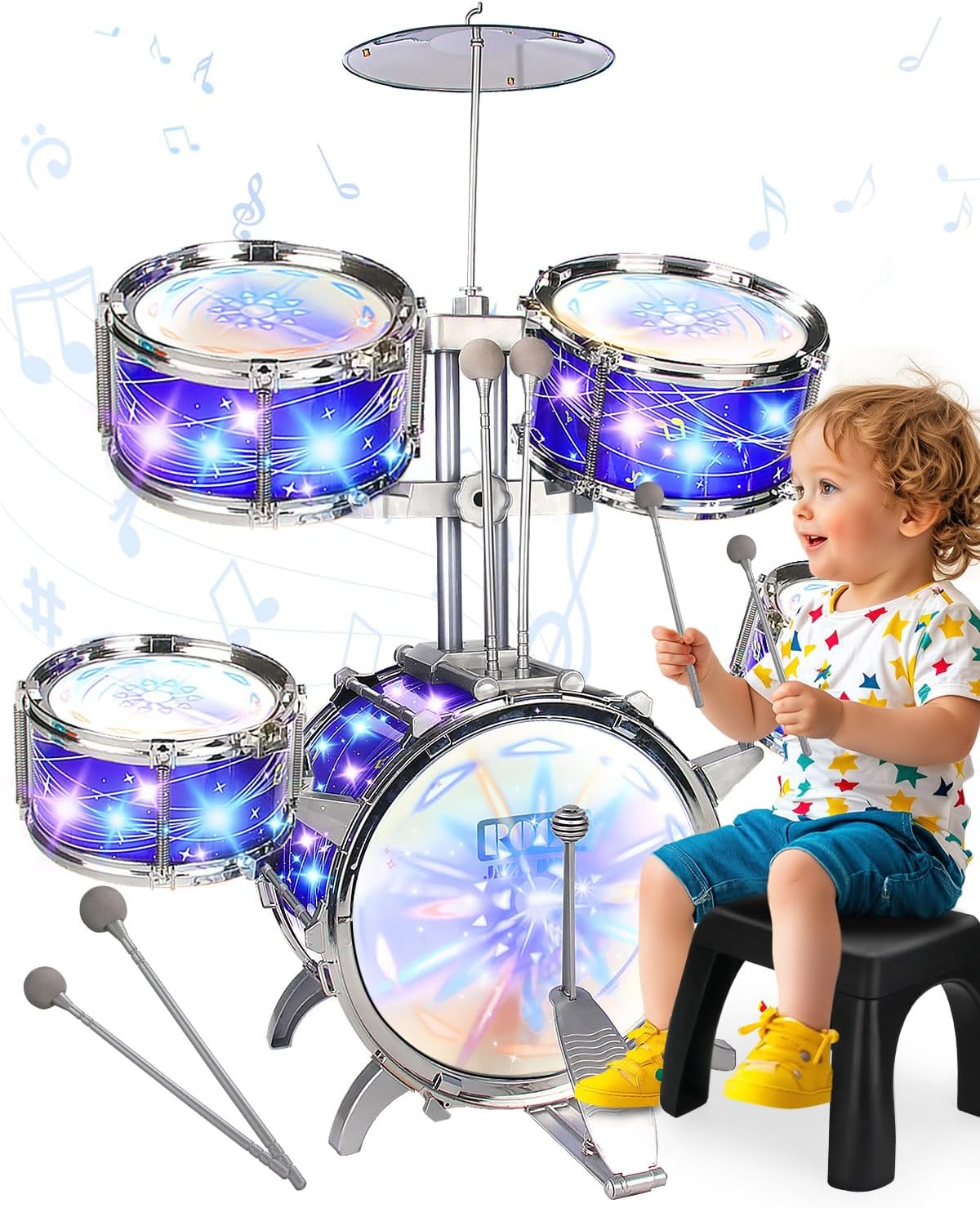 Kids Drum Sets for 2-5, Drum Set for Toddlers 1-3, Mini Baby Junior Youth Percussion Beginner Small Jazz Band Rock Drum kit Musical Instrument Toys Boys Girls Ages 3-5 5-7 6-10