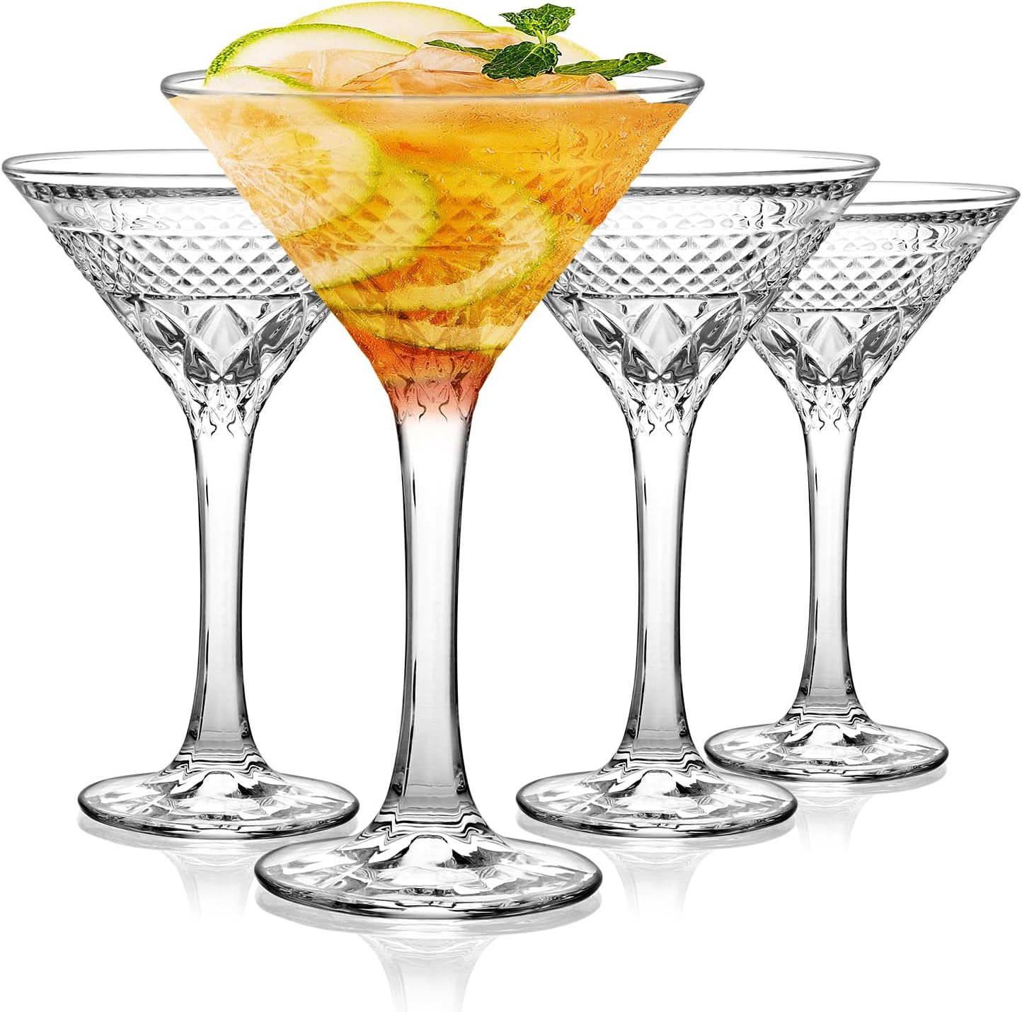 Martini Glasses Set of 4, 6oz Crystal Cocktail Glasses, Lead-free Martini Glass for Espresso, Margarita, Cocktail, Home Bar, Party