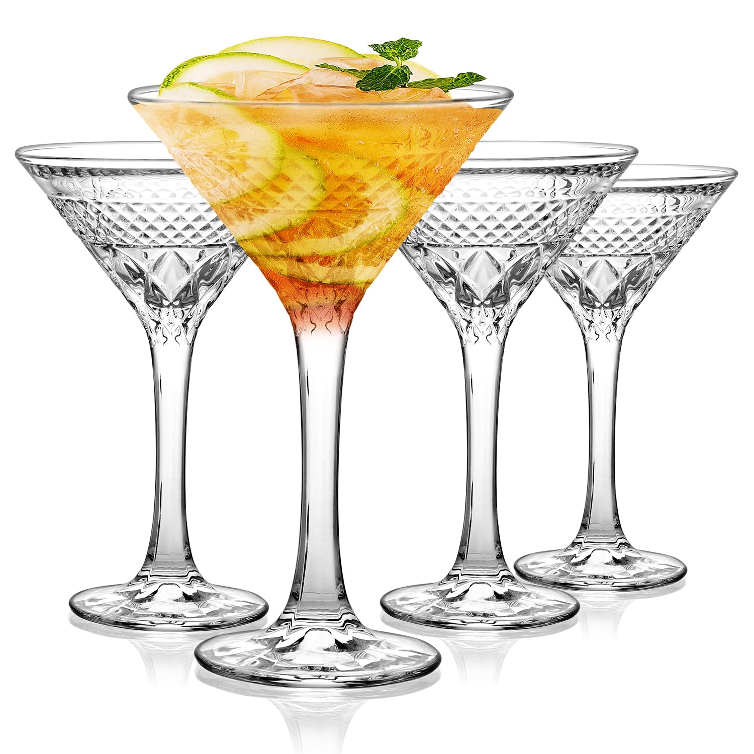 Cambareign Martini Glasses Set of 4, 180ml Crystal Cocktail Glasses, Lead-Free Martini Glass for Espresso, Margarita, Cocktail, Champagne, Gin, Wine, Party Drinks