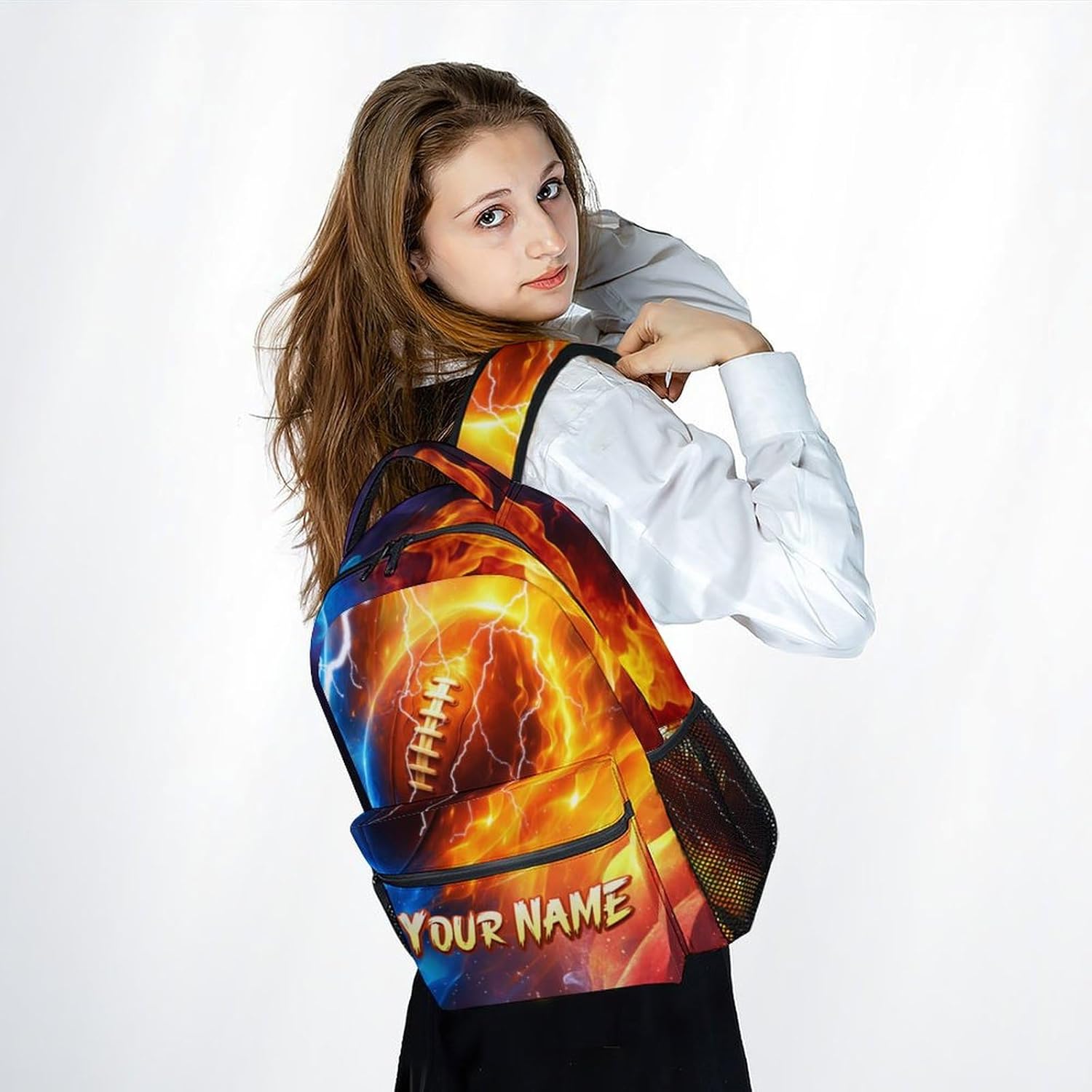 Kids Backpack, Personalized Football Backpacks for Boys, 17" Sports Bookbag for Primary, Custom Back to School Bag for Youth