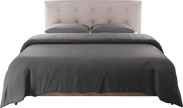 AMARZO 200 Thread Count Soft Quilt Grey Double Duvet Covers Sets for Bedding with Pillow Cases (Grey, Double, 200x200cm)