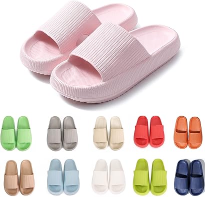 rosyclo Cloud Slippers for Women and Men Massage Thick Sole Non-Slip Shower Slippers Bathroom Super Soft Comfy House Cloud Slide Slippers for Indoor and Outdoor