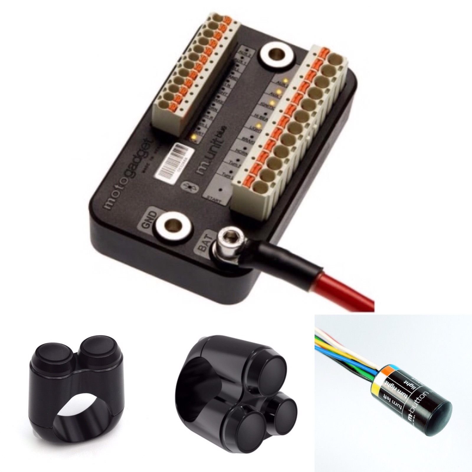 MG4002040 - m-Unit Blue Digital Control unit Builders pack with M-button, Motone 2-Button and 3-Button Switches for 7/8" Bars