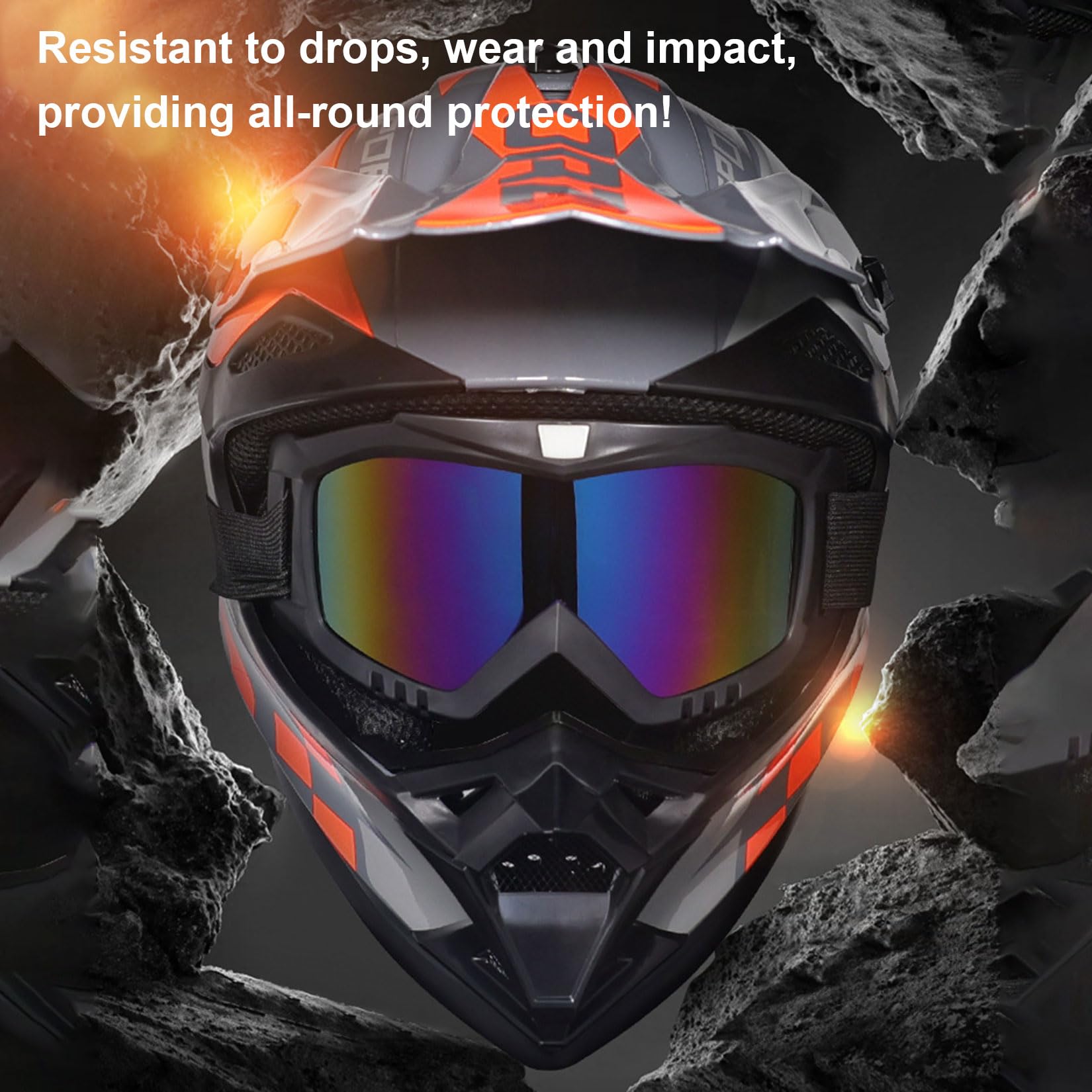 Motocross Helm Fullface Downhill Motorradhelm Mit Brille Handschuhe Maske, Kinder Erwachsene MTB Helm Enduro Integralhelm ATV Quad BMX MTB Helmet Für Damen Herren,Matte Black-S