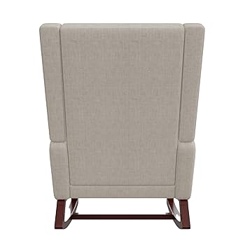 Sedia A Dondolo Con Sgabello E Tasche - Legno Massello, Beige Berber, Portata 150kg - Foto 4