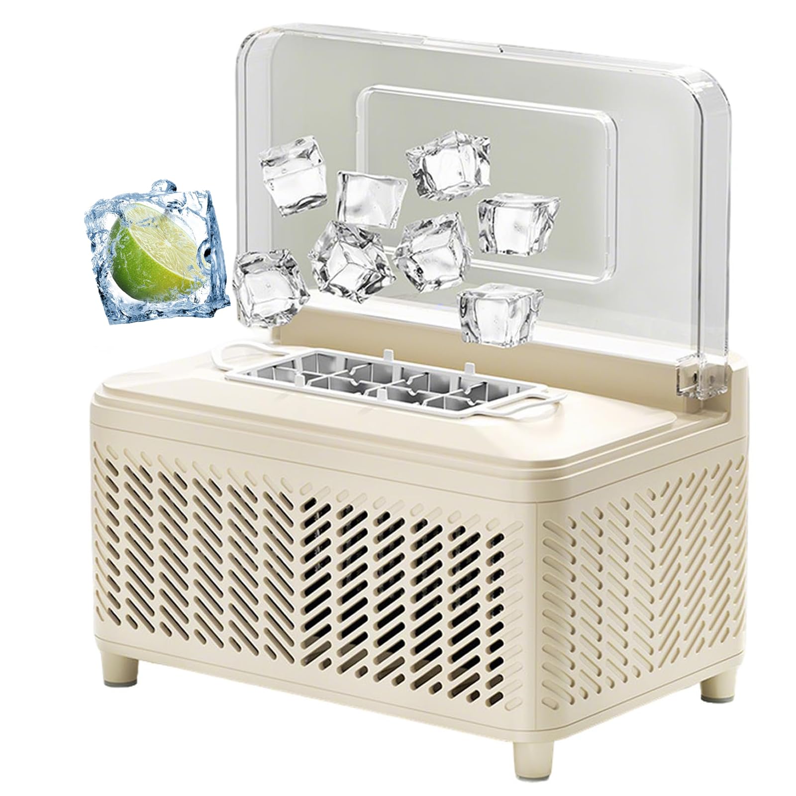 Máquina Para Hacer Cubitos De Hielo De 120 W, Mini Máquina De Hielo Portátil Con Bandeja Para 8 Cubitos, Preparación Rápida En 15 Minutos, Perfecta Para El Hogar, La Oficina, Camping Y Fiestas