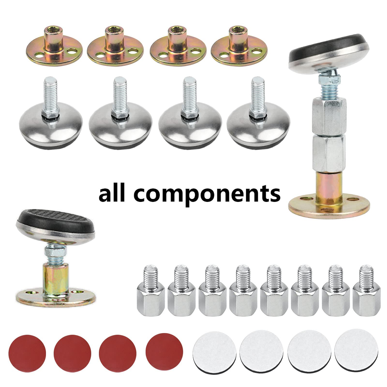 4 Supporti Regolabili Per Testiera Letto - Anti-vibrazione, Altezza 20-92mm, Con Viti E Nastro - Foto 8