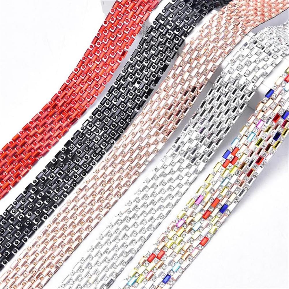 2M Hot Fix Glass Diamond Ribbon Self Adhesive Rhinestone Trim Crystal Mesh Banding Strass Strips Jet 3cm Width Self Adhesive#2 Meters
