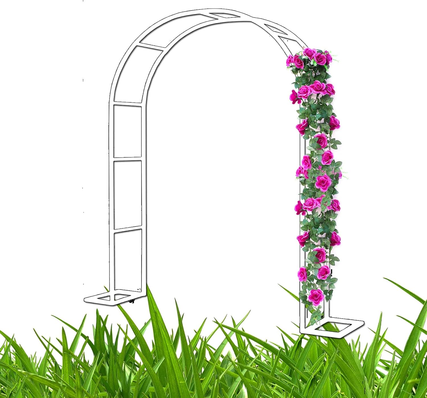 Garden Arch, Rose Climbing Arch Frame Easy to Climb with Base Support Aid for Plants, Flowers, Vegetables and Fruits Indoor and Outdoor (Color : White, Size : 80x200x40CM)