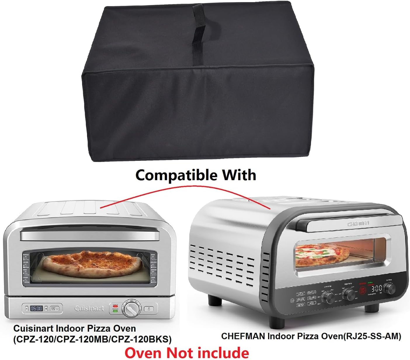 AF-WAN Indoor Pizza Oven Dust Cover, Waterproof, Compatible With Cuisinart (CPZ-120/CPZ-120MB/CPZ-120BKS)/CHEFMAN (RJ25-SS-AM) (Black)