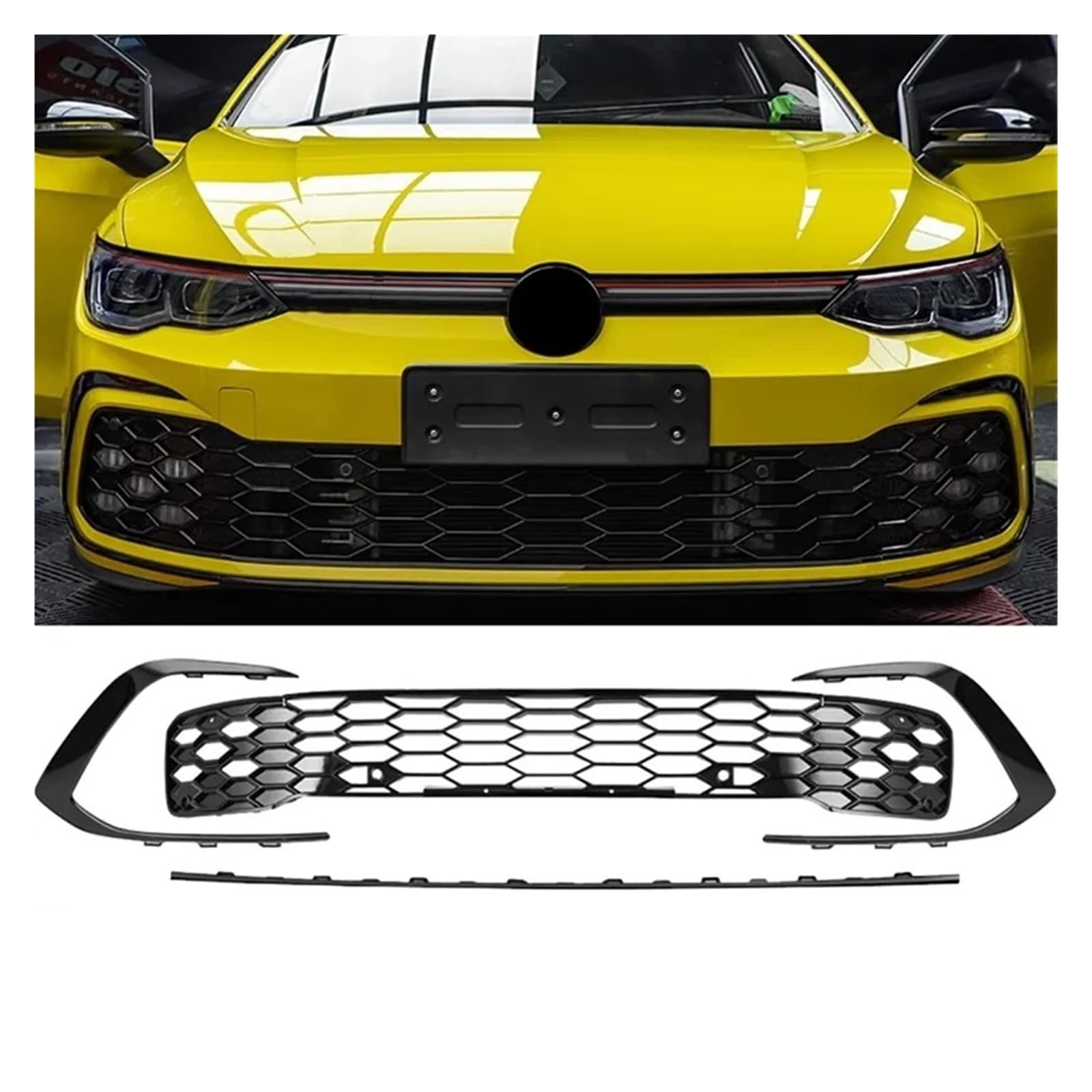Paraurti Griglia Per GTI Stile Paraurti Anteriore Griglia Decorazione Versione Sportiva Fendinebbia Auto Body Kit Per Vw Per Golf 8 Mk8 Per Line 2020-2026 Griglia Anteriore