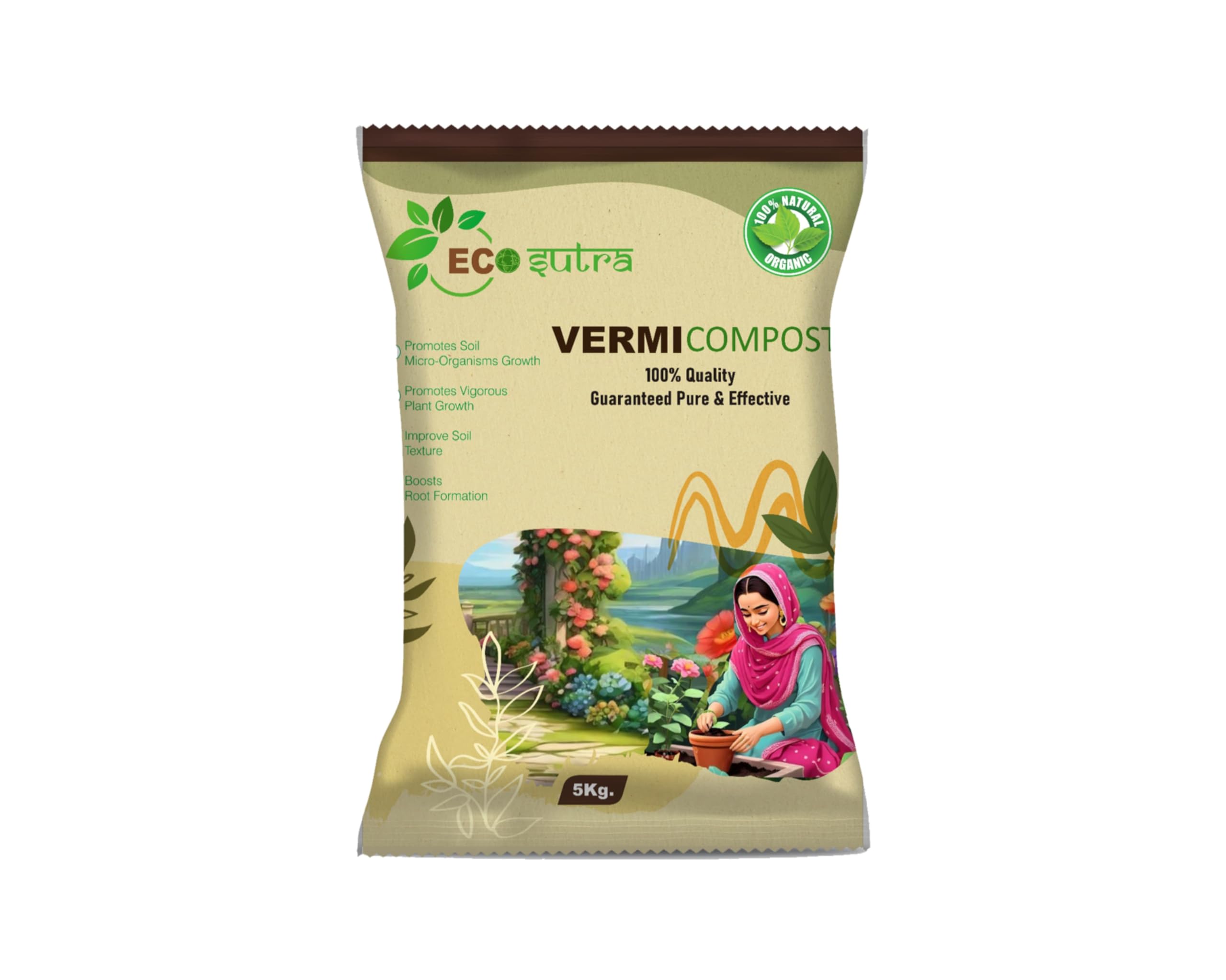 Eco Sutra Vermicompost Fertilizer Manure For Plants 5Kg | Vermi compost for plant | Organic Manure for Plants | Fertilizer for Home Gardening | Natural Booster for Flowering Plants (B0DGG5YDW4) Amazon Price History, Amazon Price Tracker