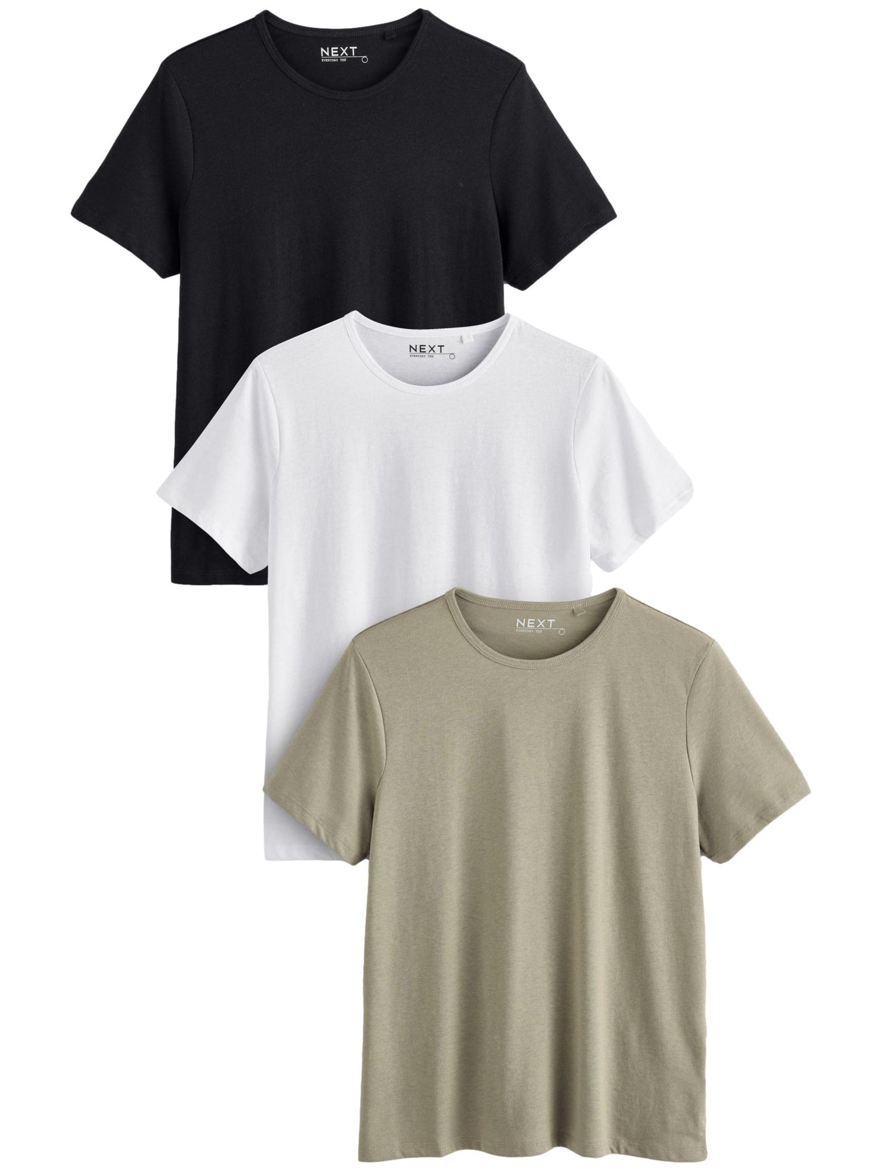 Next T-Shirt Everyday Kurzarm-T-Shirt mit Rundhalsausschnitt – 3er-Pack