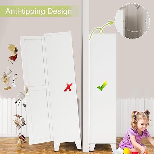 Miniatura 7 de Armario de despensa de metal, armarios de almacenamiento de despensa de cocina con 2 puertas y 3 estantes ajustables, armario de despensa de cocina