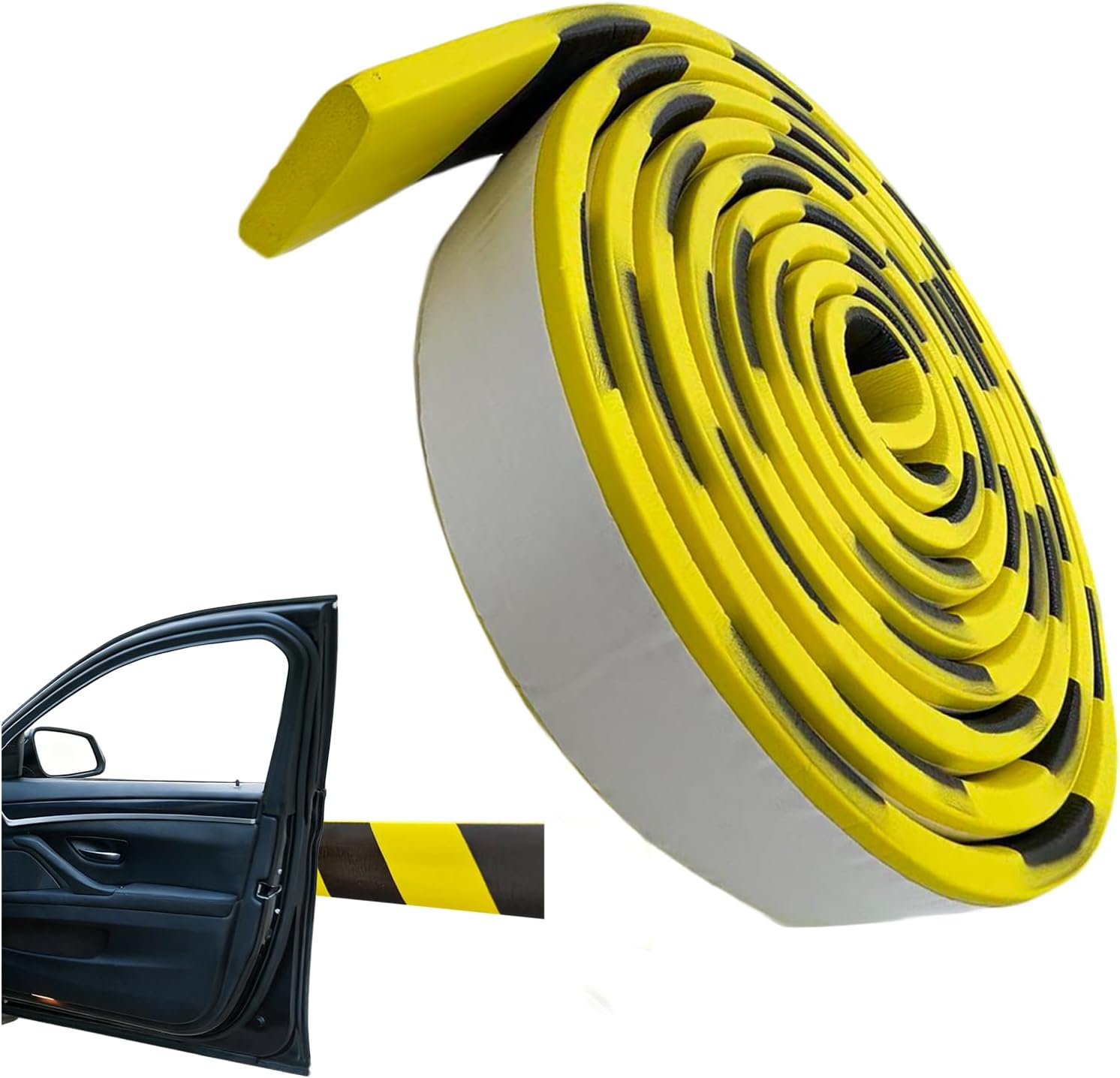 Garage Wall Protector, 196.9in/5m High-Visibility Yellow/Black Car Door Protection, Self-Adhesive Foam Wall Guard Bumper, Parking Assist Walls Equipment Dangerous Area