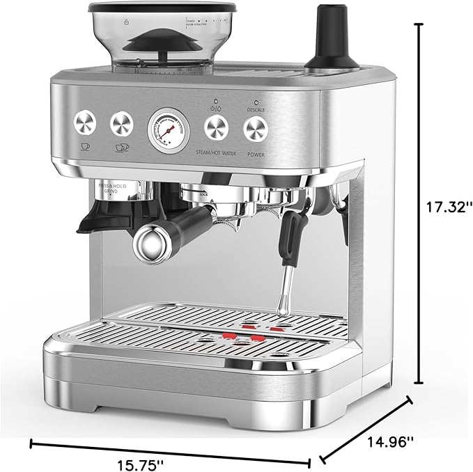 Cafetera con Molinillo Integrado, Cuerpo Acero Inoxidable, para Hogar y Oficina miniatura 3