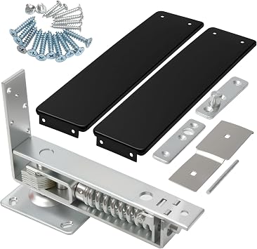 Double Action Spring Hinge, Black Stainless Steel Swinging Door Hinge Pivot Hinge Self-Closing Door Hardware with Adjustable Telescoping Shaft for Home Wood Door