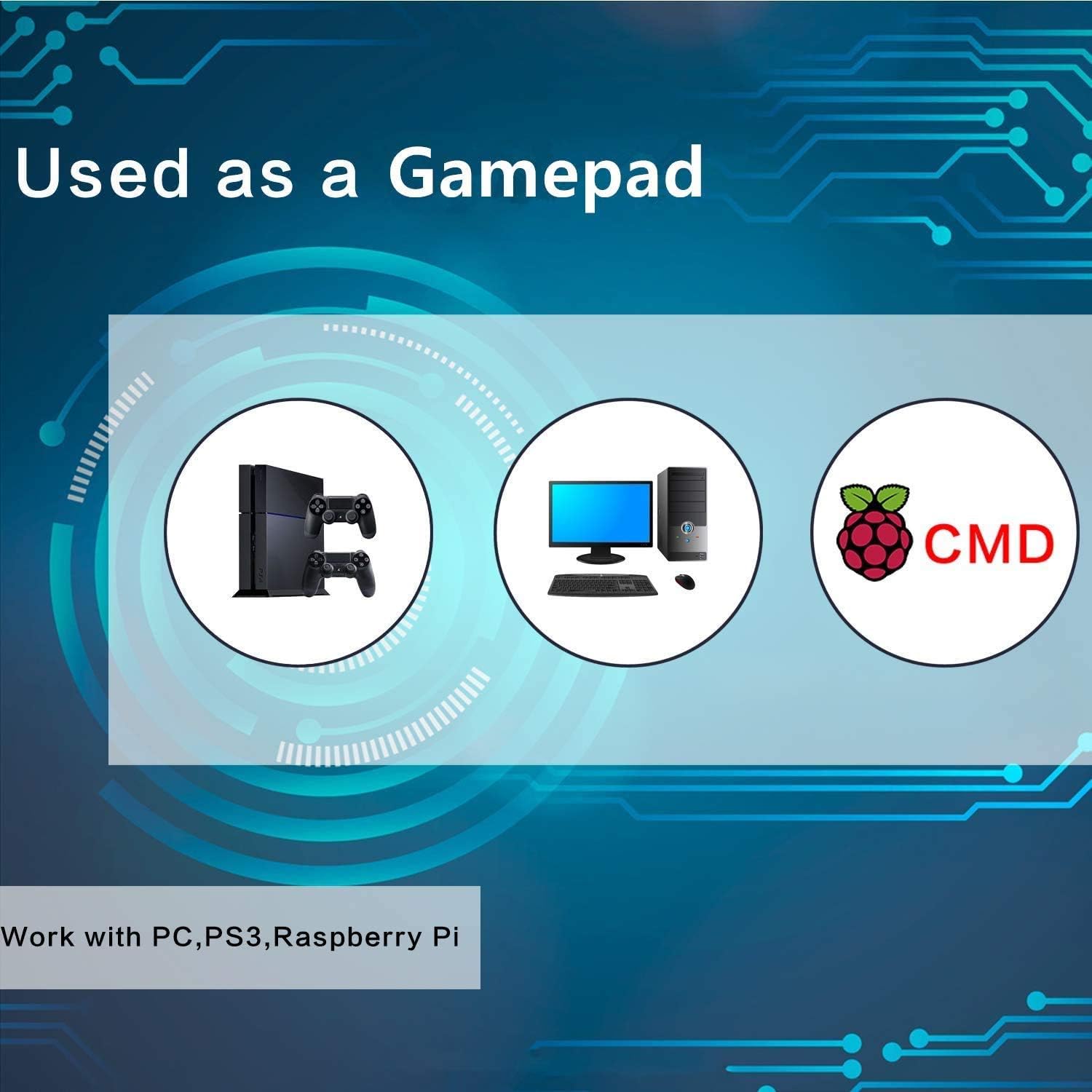 Image showing the SeeKool Pandora 11 console being used as a gamepad for PC, PS3, and Raspberry Pi.