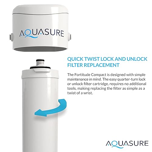 Miniatura 8 de Aquasure Fortitude Compact - Sistema de filtración de agua multiusos para debajo del fregadero, reduce el cloro, el plomo, productos químicos, mal