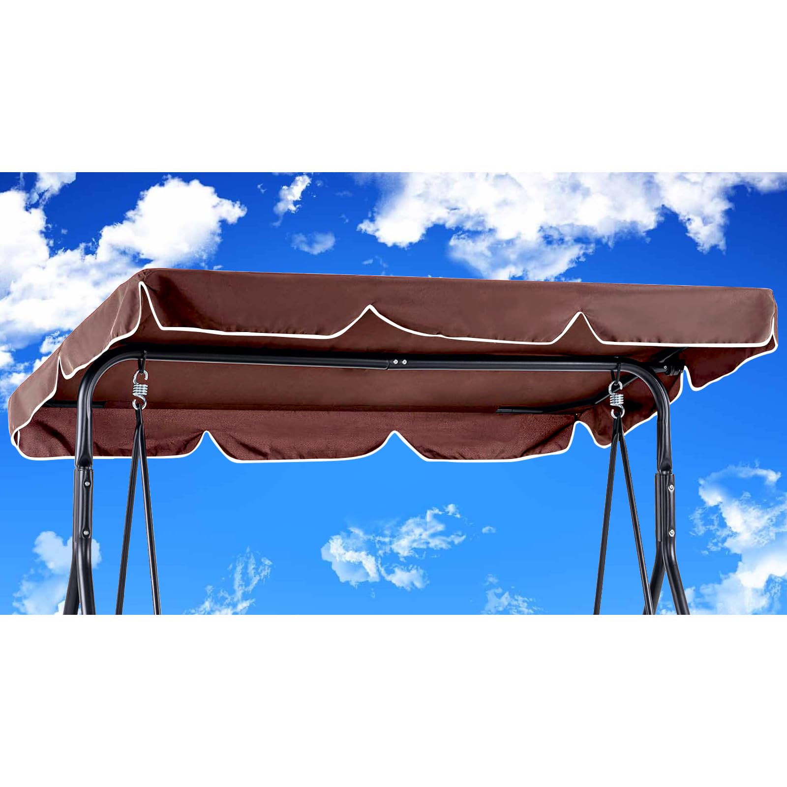 Cubierta de Toldo para Columpio210 x145cm Impermeable,Columpio Jardin Toldo de Reemplazo Anti Viento,Recambio Toldo Balancin Jardin Exterior,Resistente al Desgarro Paño de Poliéster (210*145cm,Marrón)