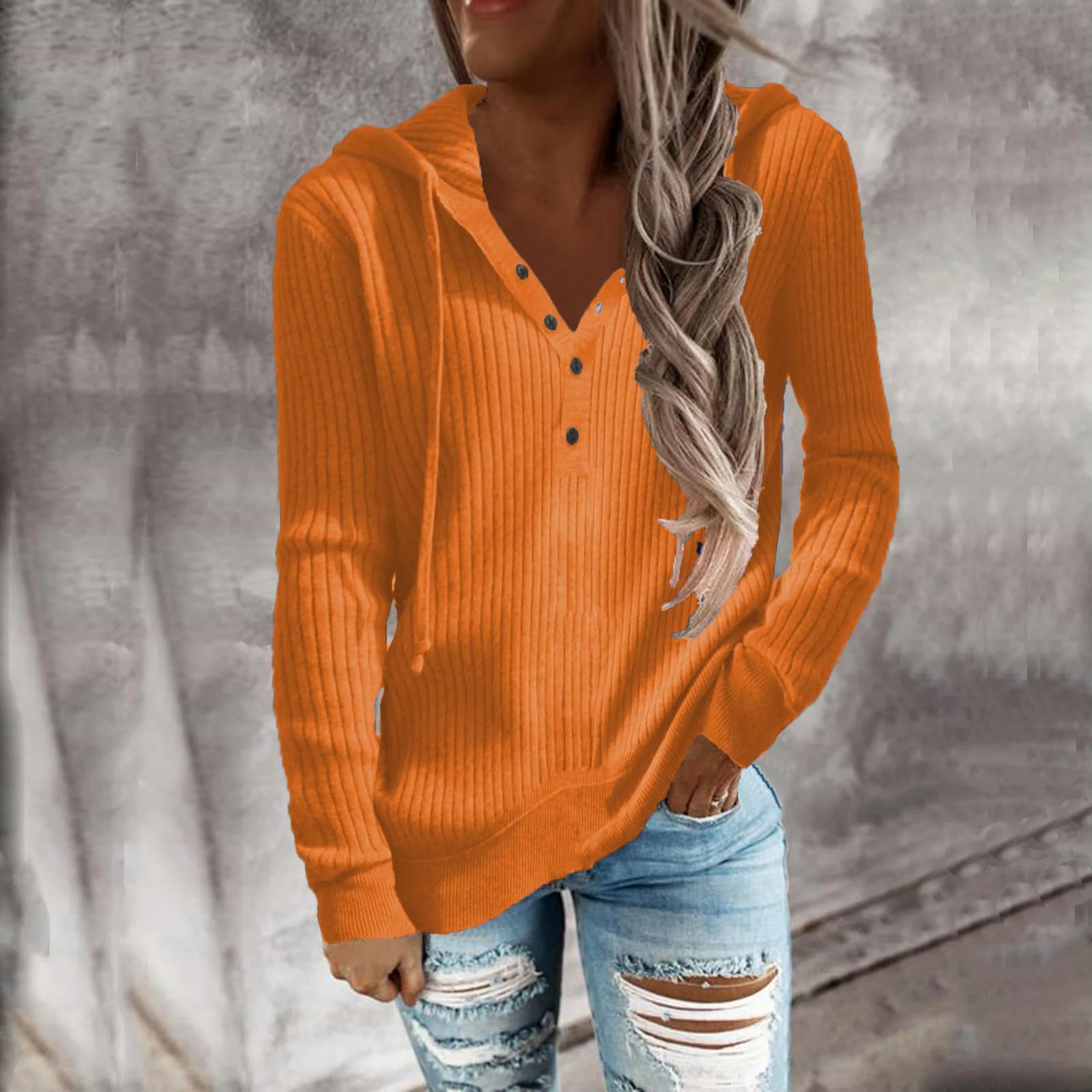 Felpa Donna Maglione A Maglia Larga con Cappuccio Casual Righe Stile Autunno E Inverno da Collo Aperto Maniche Lunghe