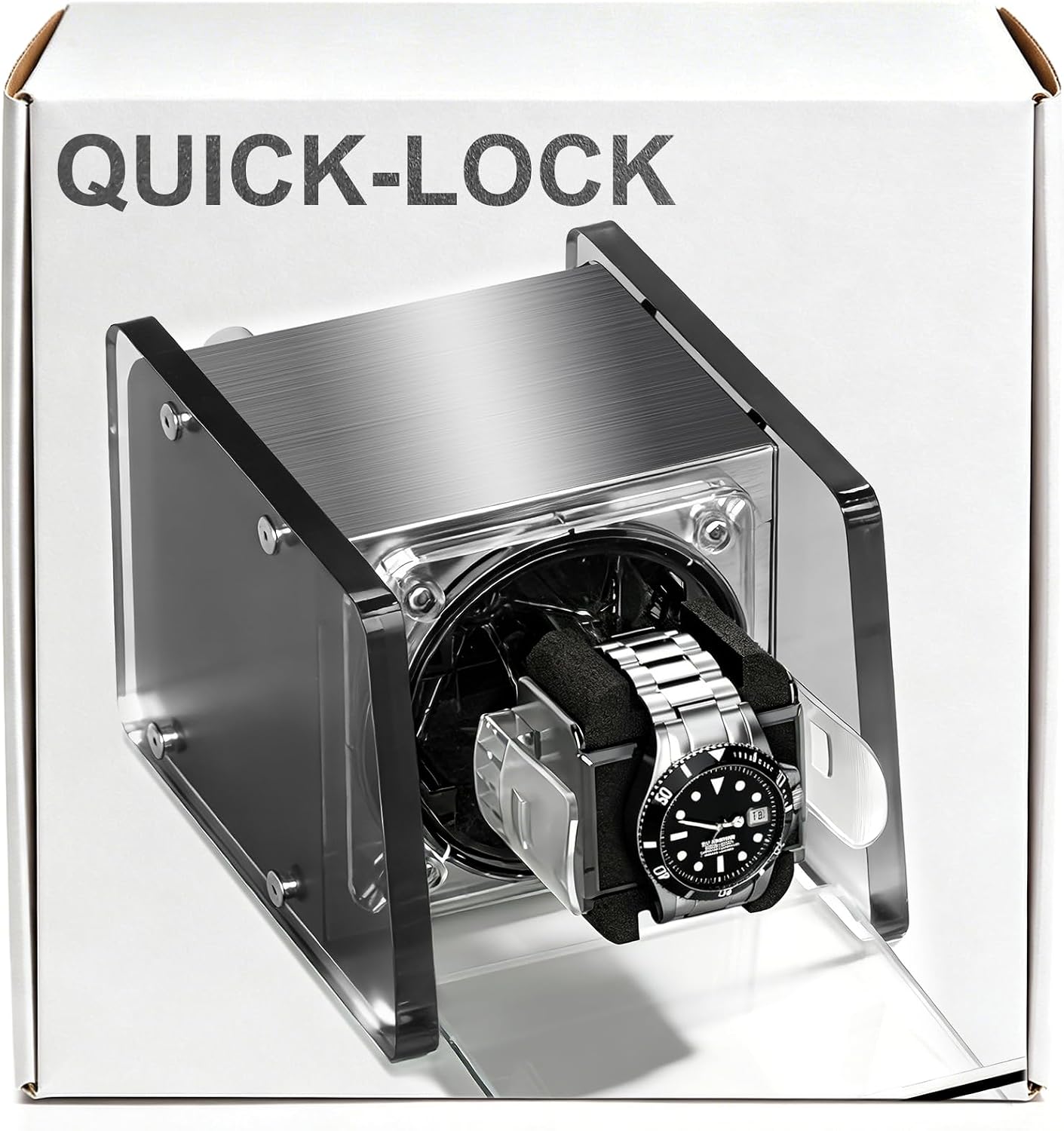 Watch Winder Smith Crystal Acrylic Single/Dual Winder for Automatic Watches | Crystal Acrylic / Downward Lid / 12-O'Clock Alignment / Lock-In Saddle Cuff / Fits 26-56mm / Japanese Motor / Anti-Magnetic