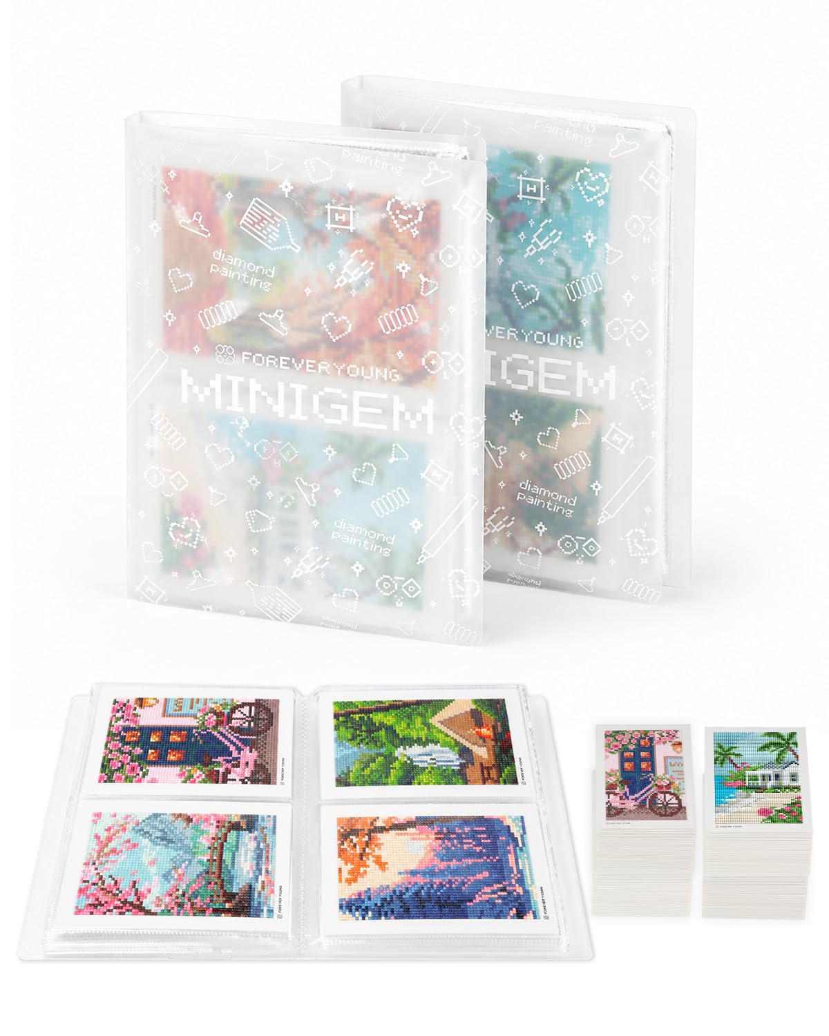 Carpeta de portafolio para arte de diamantes con 160 páginas protectoras transparentes