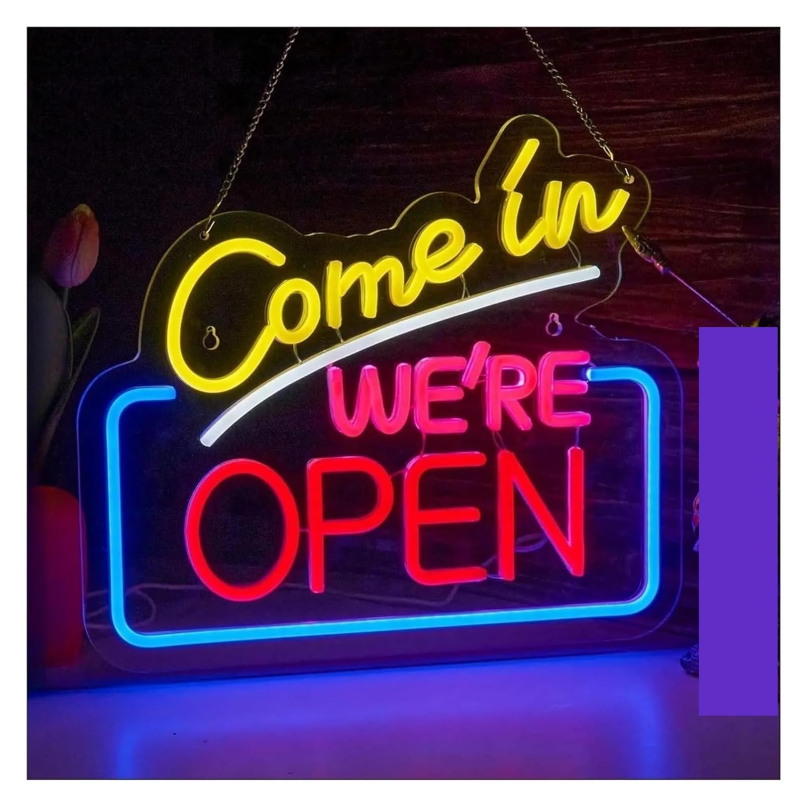 neon Lights Sign Neon Light Decoration Business for neon Signs Adjustable Brightness Come in We're Open Letter for Lights