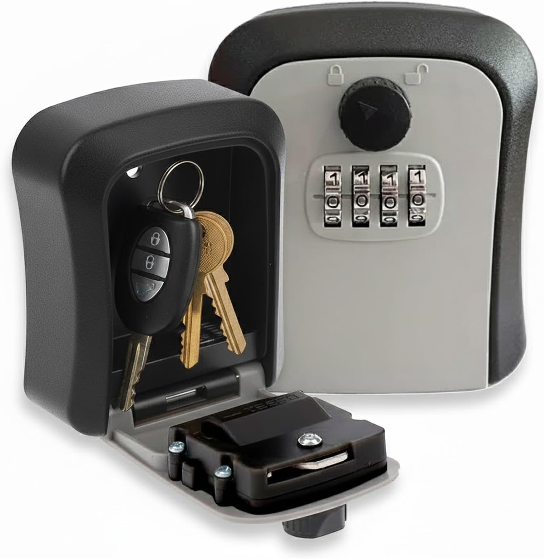 oddpodโข Plastic Combination Key Safe/Key Safe Lock Box Outdoor Storage Box with Code Combination Password Security Lock CH-886 (Grey)