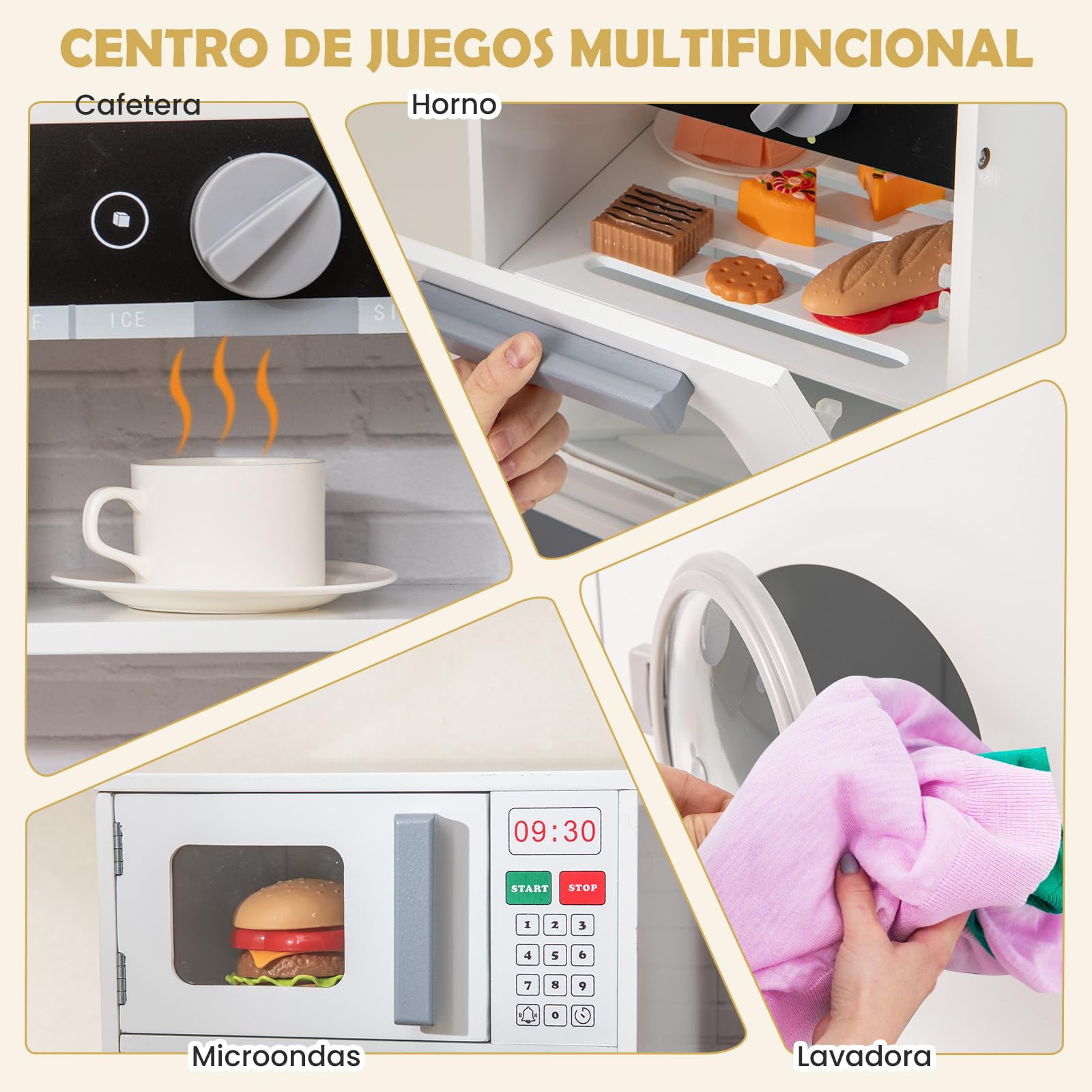 GOPLUS Cocinita Infantil de Madera con Dispensador de Agua y Sonidos