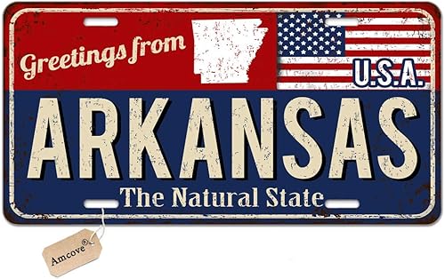 Placa decorativa para matrícula (6.0 x 12.0in), diseño vintage de Arkansas