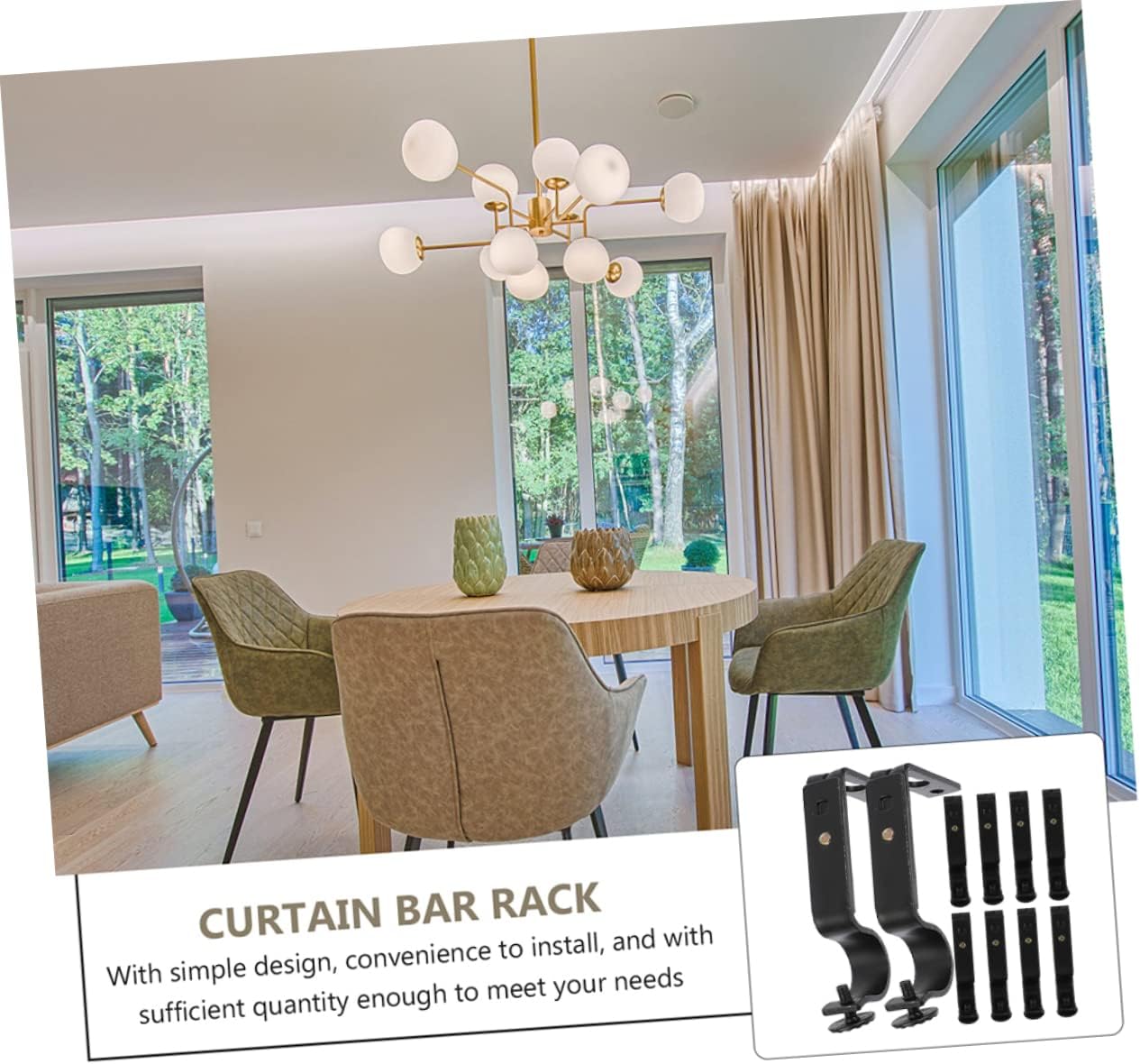 10pcs Curtain Rod Brackets Heavy Duty Wall Support for Drapery Rods Easy Install Curtain Pole Holders Side-Mount Bracket for Living Room Bedroom Office and Kitchen Use