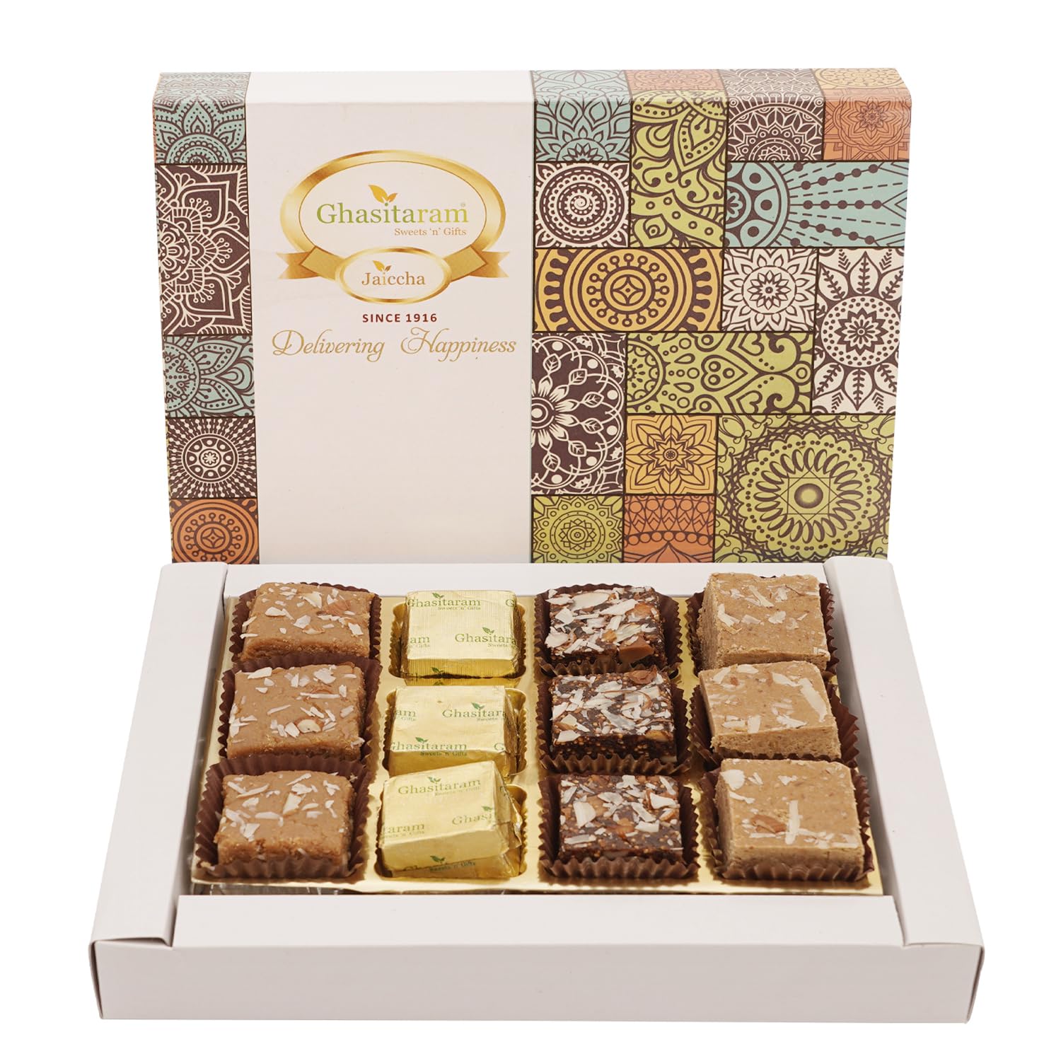 Ghasitaram Gifts Jaiccha Ghasitaram Special Barfis Box 12 pcs |Gift for Diwali,Holi,Rakhi,Valentine,Christmas,Birthday,Anniversary,Her,Him| (B0CH4VDP26) Amazon Price History, Amazon Price Tracker
