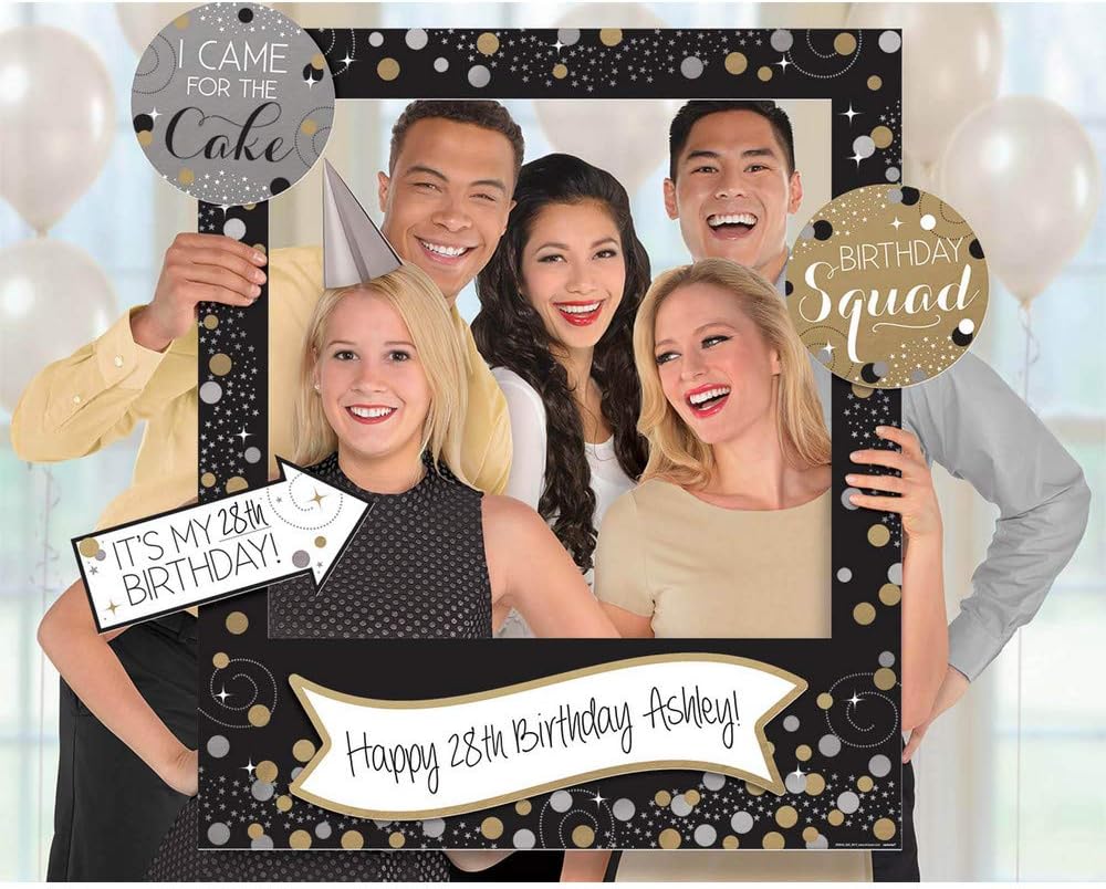 Amscan Sparkling Celebration Customizable Giant Photo Frame, 35" x 30", Black