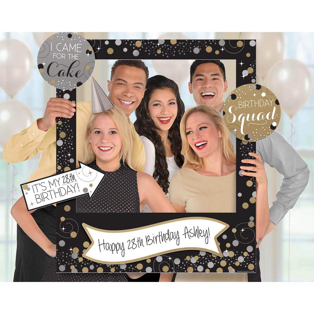 Amscan Sparkling Celebration Customizable Giant Photo Frame, 35" x 30", Black