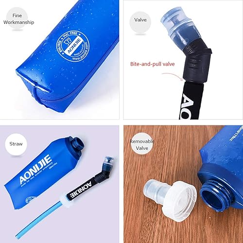 Miniatura 5 de AONIJIE Paquete de 2 botellas de agua blandas plegables de TPU para paquete de hidratación, sin BPA, para correr, senderismo, ciclismo, escalada (2