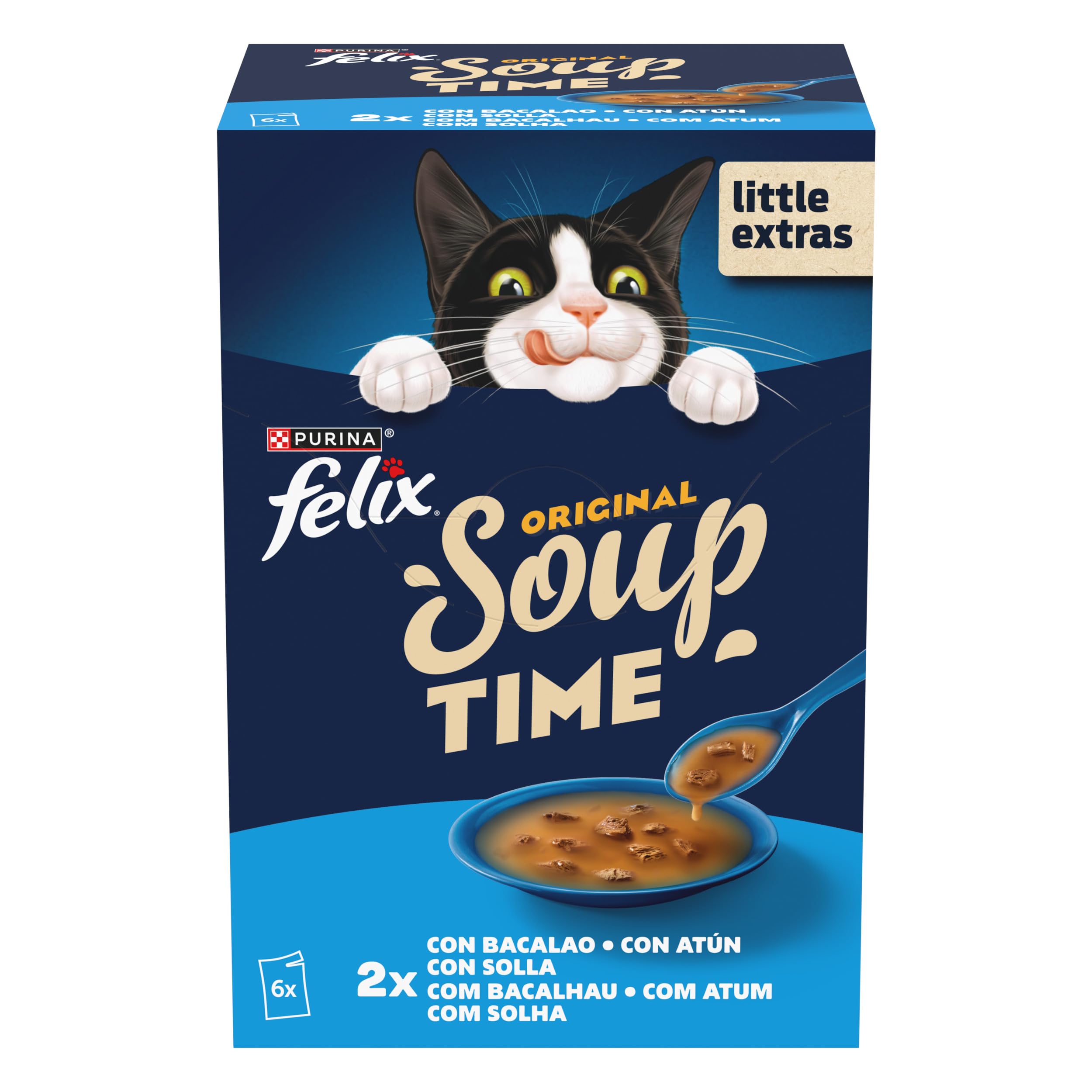 PURINA® FELIX® Soup Time Original con Bacalao 48 Unidades x 48gr