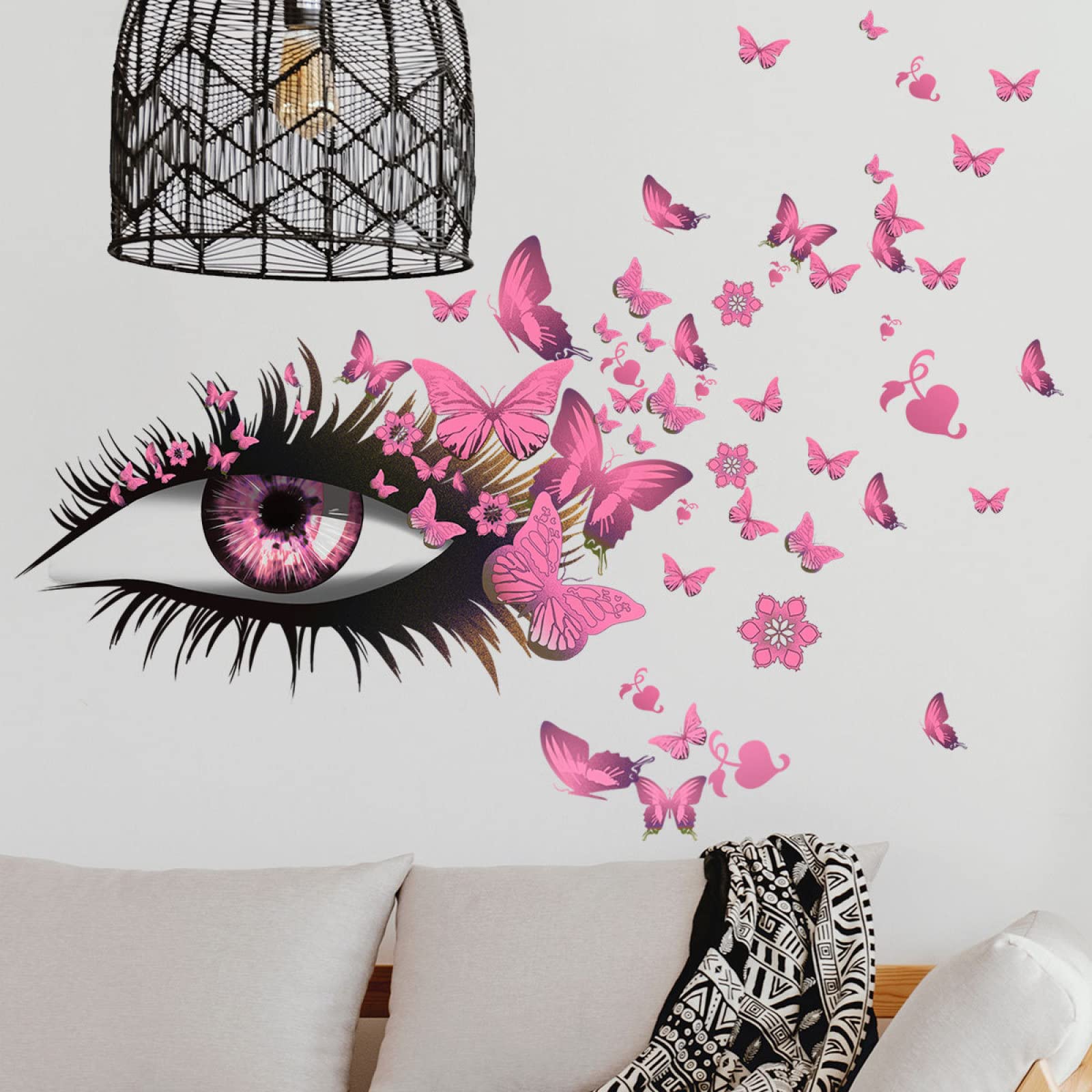 Autocollant Mural Déco Vinyle - Motif Papillon Et Coccinelle Avec Texte 'Baisers Et Câlins' - Neuf