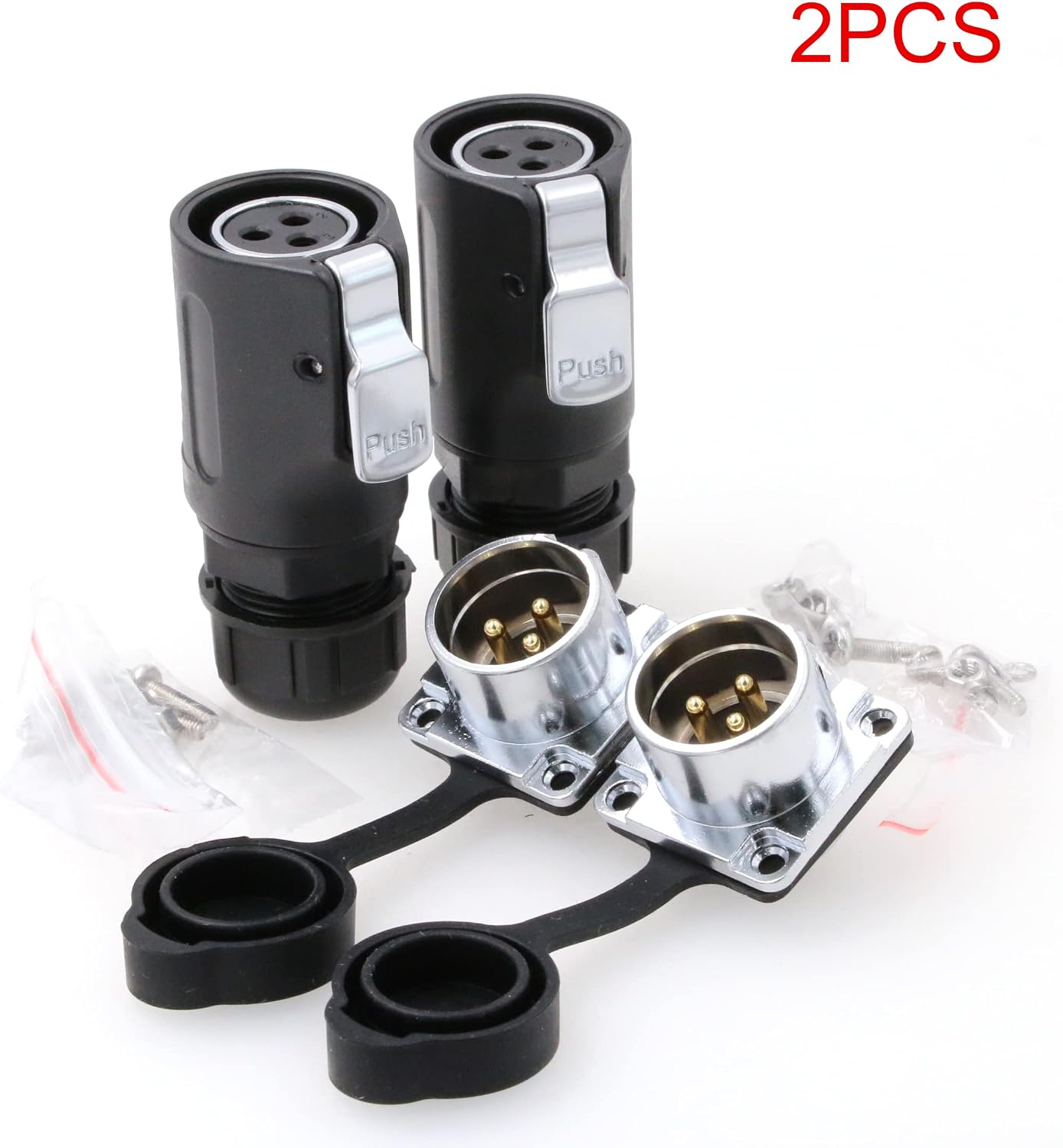 Eonvic LP20 3 Pin Aviation Connector Female Plug Male Panel Socket Waterproof Wire Connectors Industrial Solder Plug Socket Panel Mount Connector (3Pin) - Image 3