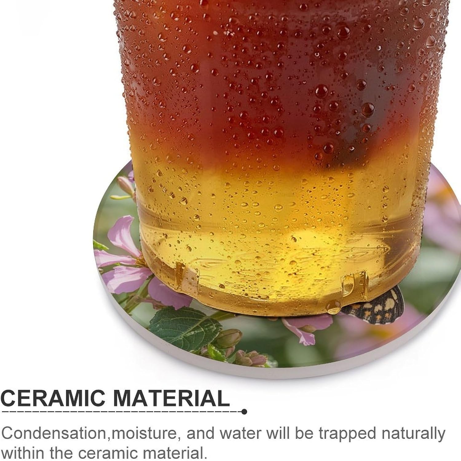 Butterfly Coaster with Cork Base Drink Coasters for Coffee Table Decor Modern Cup Coasters with Non-Slip & Heat-Resistant Cute Ceramic Table Coaster for Home Dining