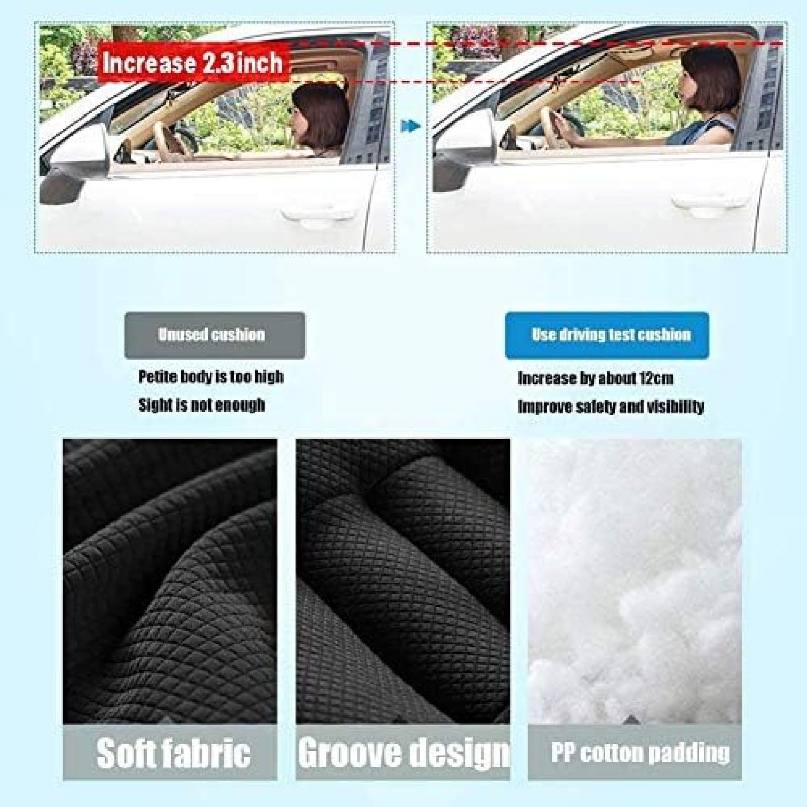 Cojines portátiles de Malla Transpirable para Asiento de automóvil, con Almohadilla Antideslizante para Asiento del Conductor, protegen el Cuero del Asiento del automóvil y mejoran la visión