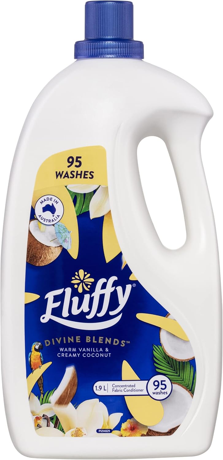 Fluffy Concentrate Liquid Fabric Softener Conditioner, 1.9L, 95 Washes