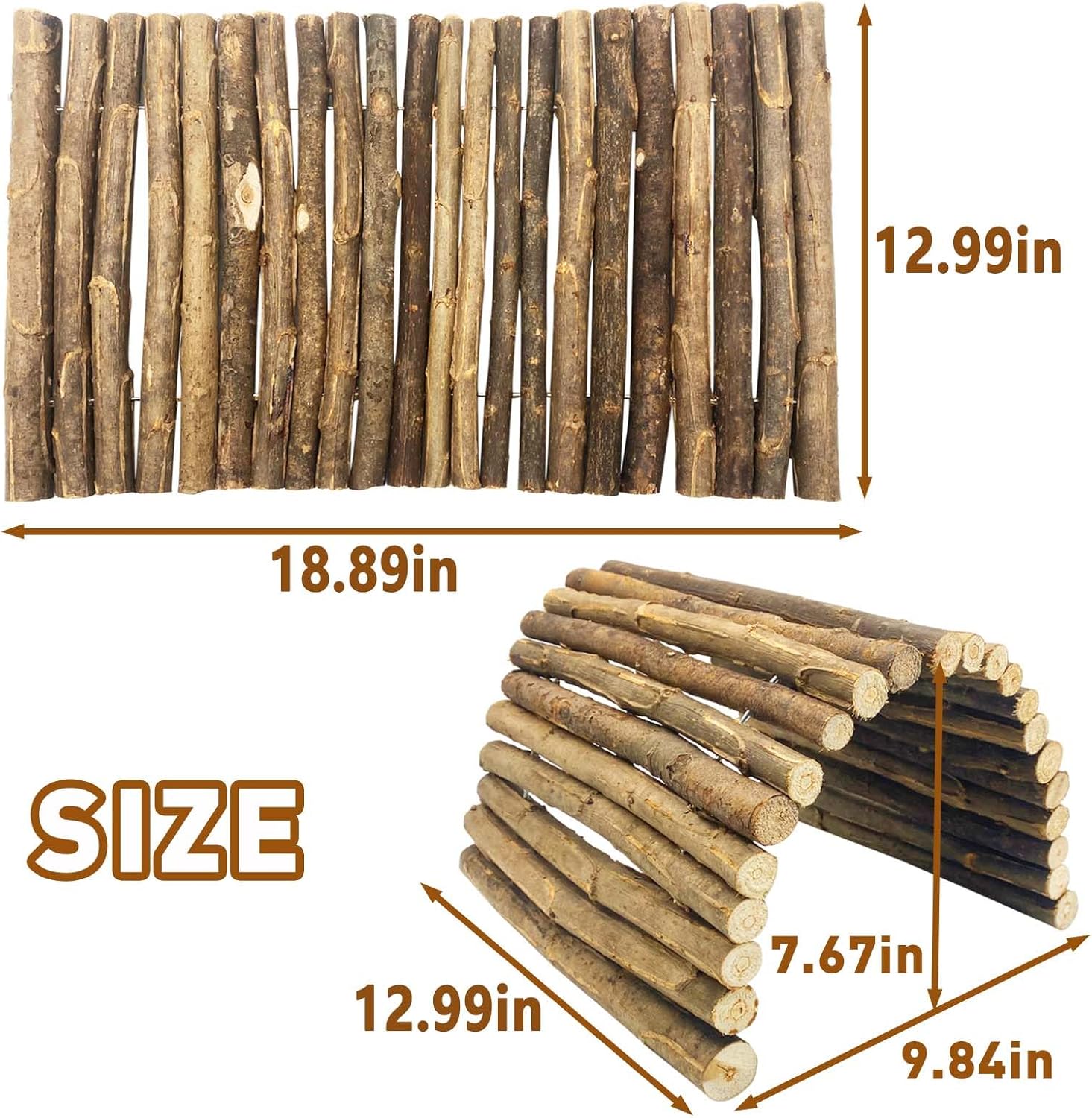 BNOSDM 2PCS Reptile Hideout Wooden Bridge 12.99"x 18.89" Lizard Hide Caves Bearded Dragon Habitat Accessories for Gecko Snake Frog Chameleon Iguana Tortoise