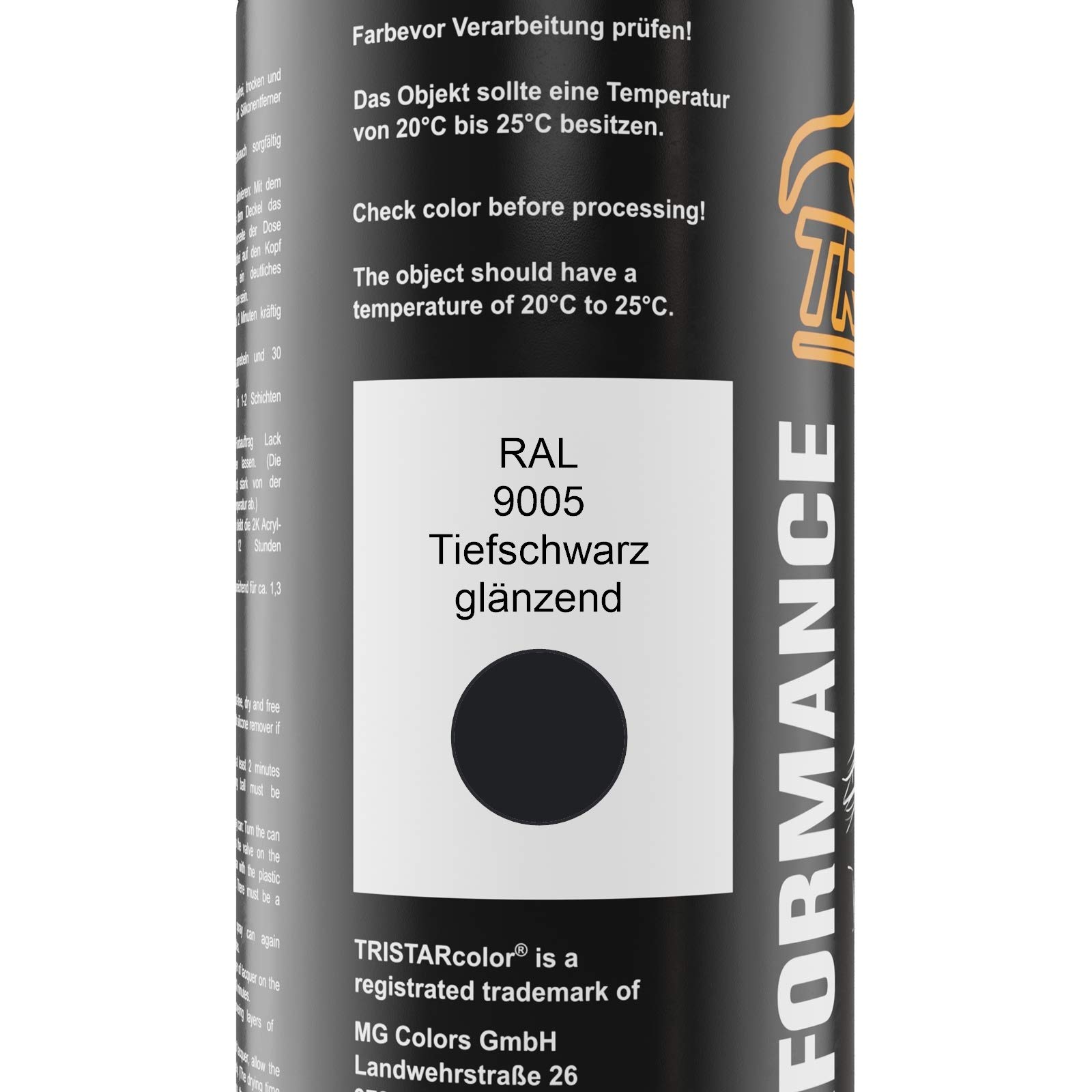 TRISTARcolor RAL 9005 Tiefschwarz lucido 2K acrilico bomboletta spray bomboletta a spruzzo vernice spray vernice a spruzzo 400 ml ad asciugatura rapida